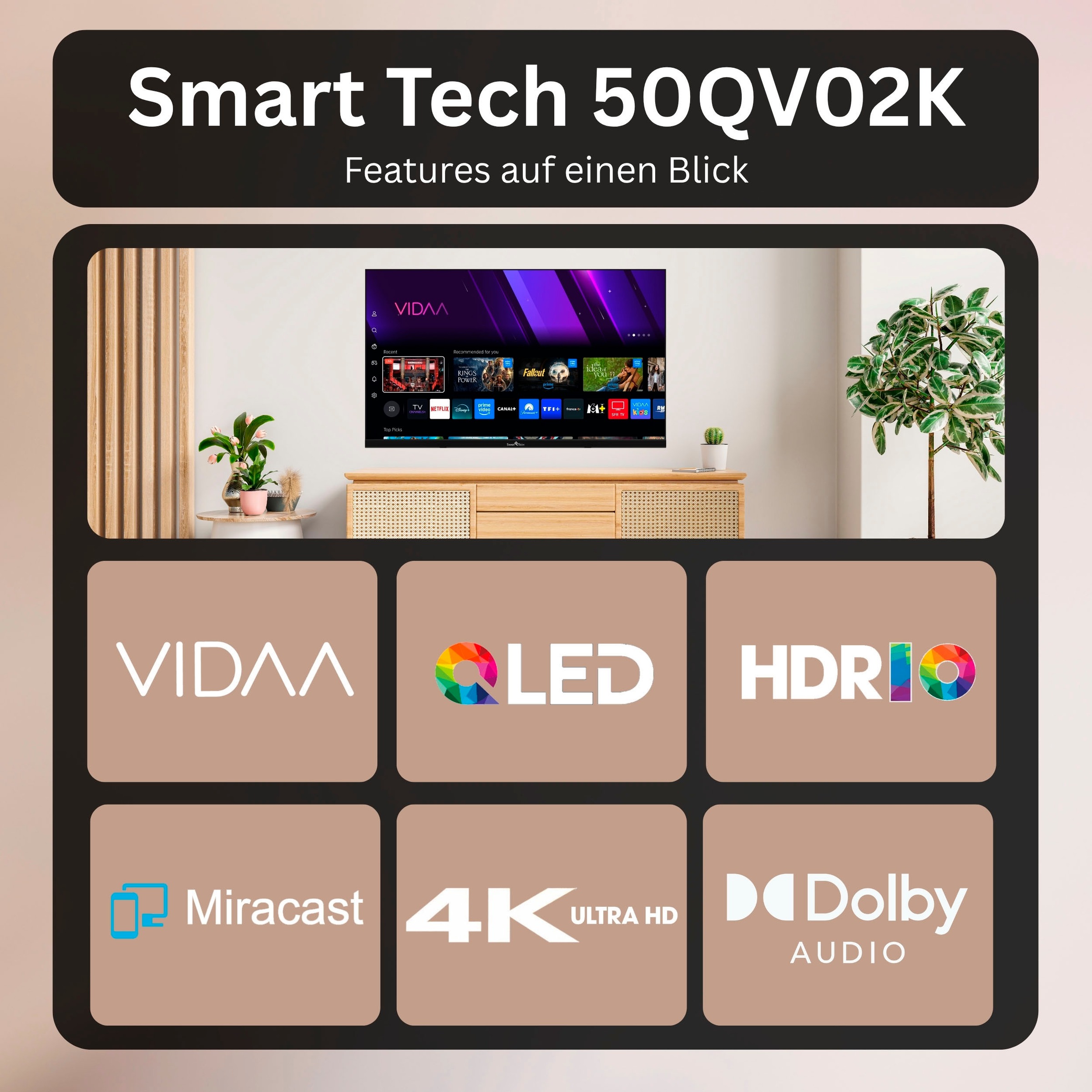 Smart Tech QLED-Fernseher »50QV02K« 126 cm/50 ″ Smart-TV