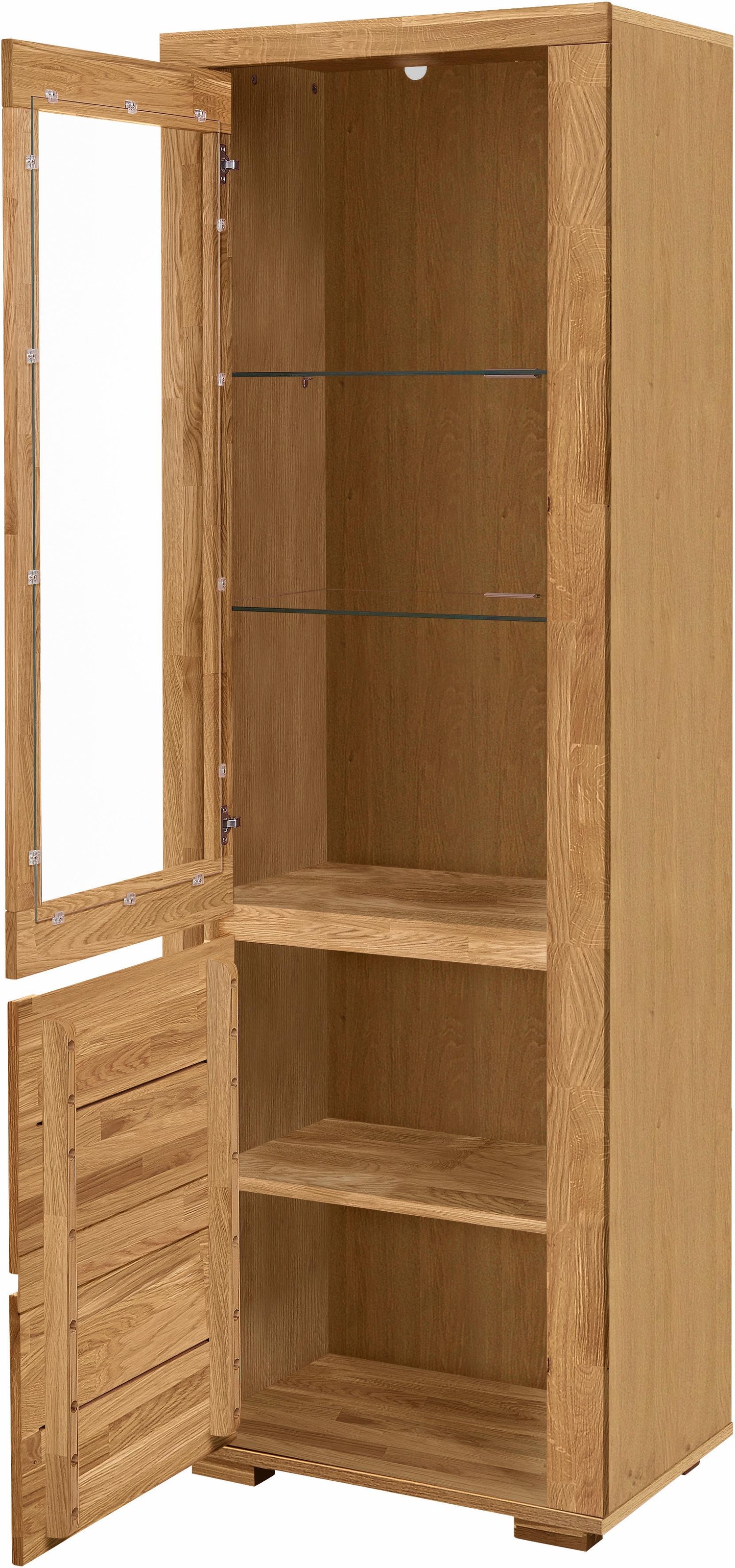 OTTO home Vitrine "DENIS75, 5 Fächer, Teilmassiv, 1 Tür mit Glaseinsatz, gr günstig online kaufen