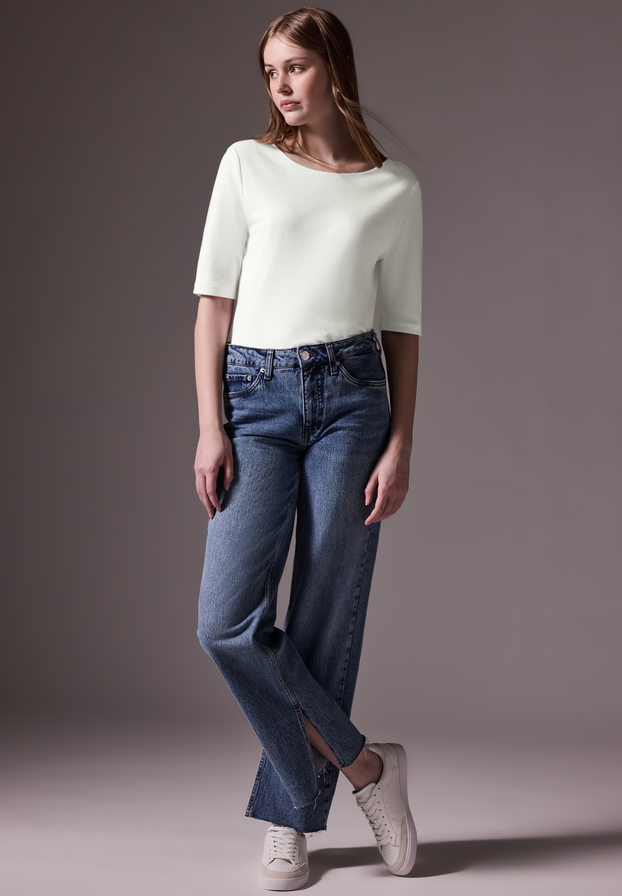 STREET ONE STUDIO T-Shirt aus softem Materialmix günstig online kaufen