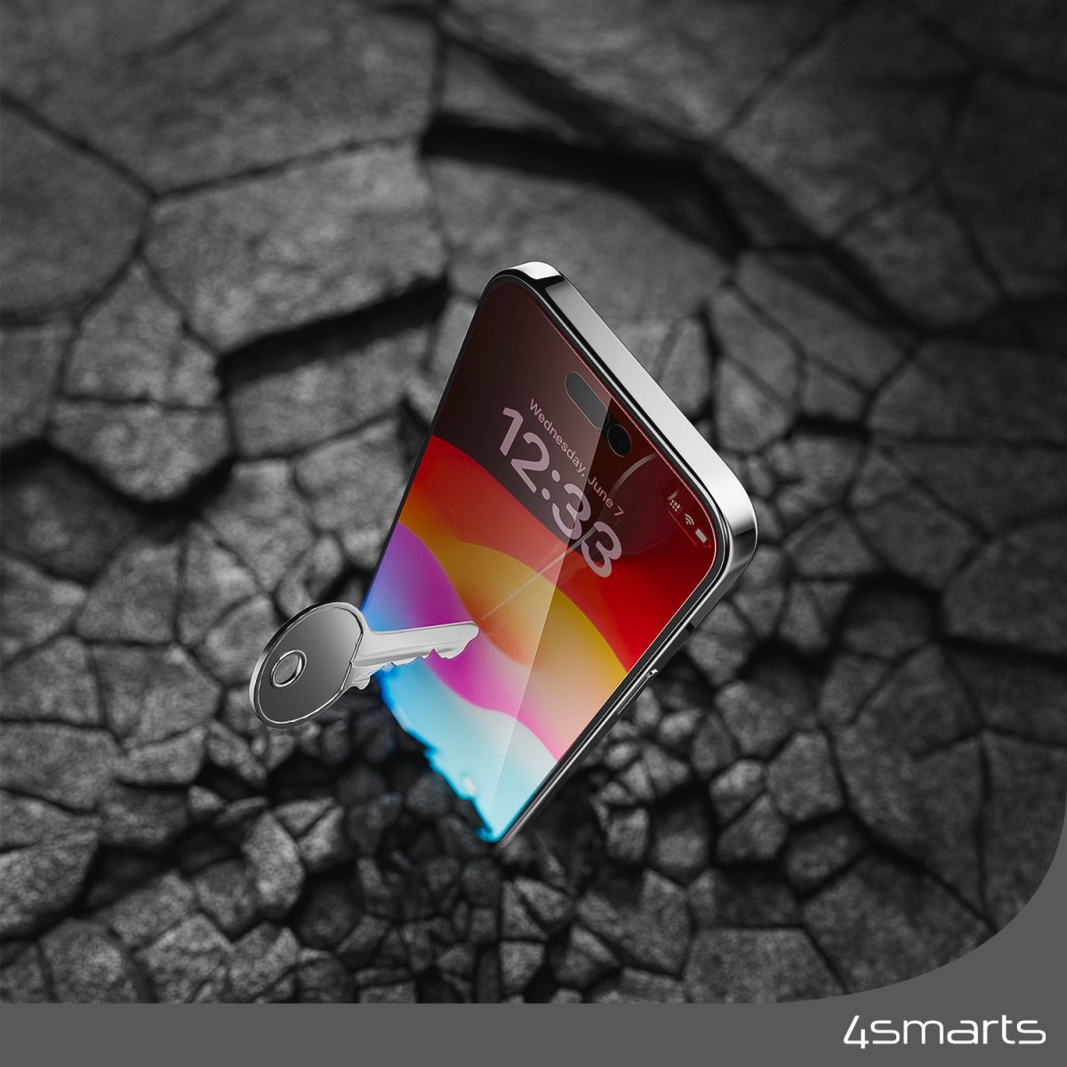 4smarts Displayschutzglas »Second Glass Privacy mit Montagerahmen«, für Apple iPhone 15 Plus, Displayschutzfolie, Schutzfolie, Sichtschutz, kratz- & stoßfest