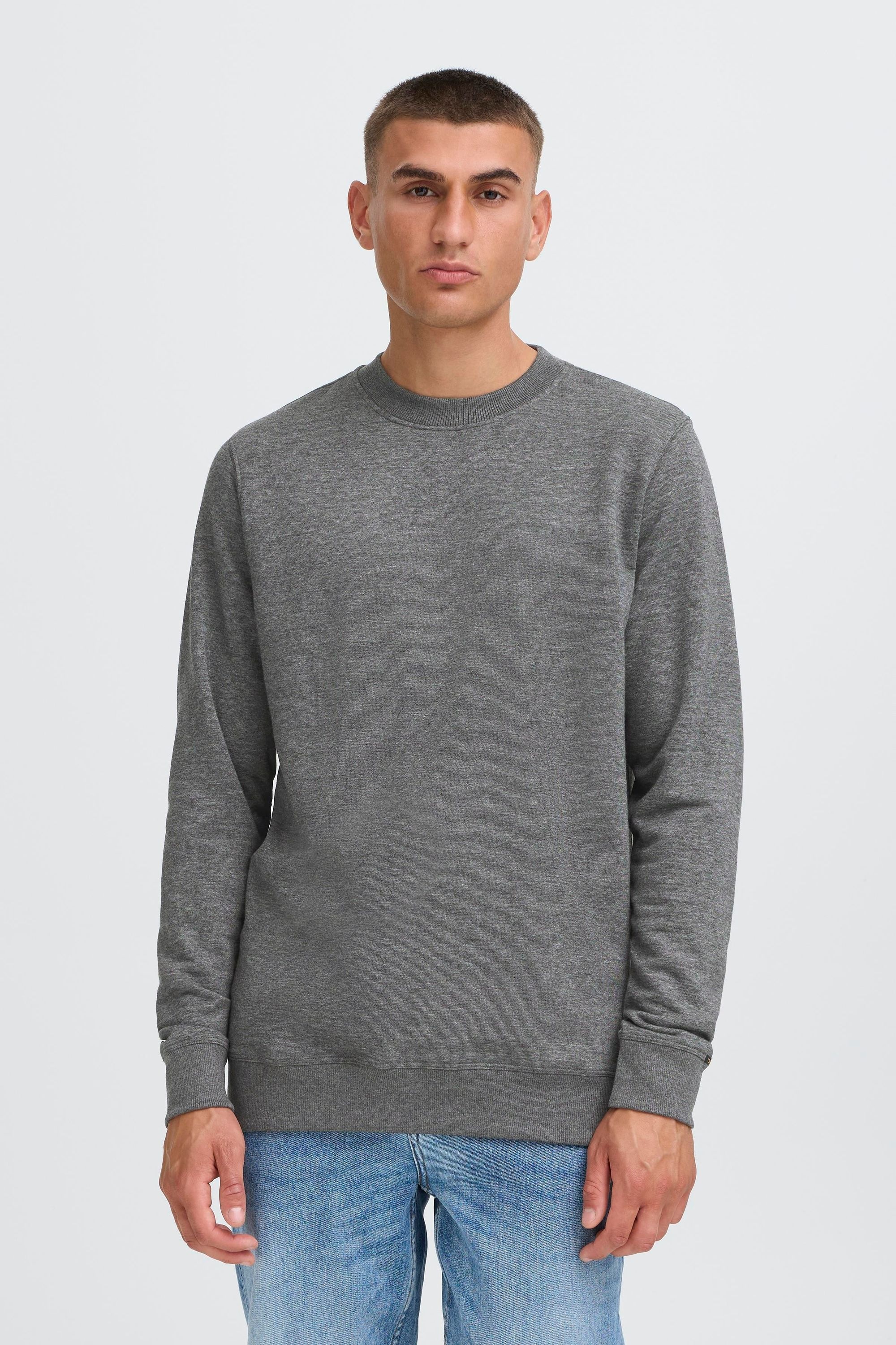 !solid Longpullover SOLID "Sweater SDAULA", Herren, Gr. M, grau (dunkelgrau melange), Obermaterial: 65% Polyester PES. 35% Baumwolle CO., Pullover Longpullover 2