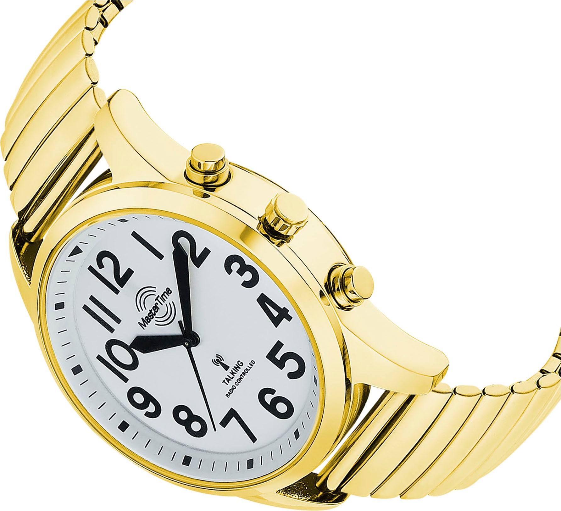 MASTER TIME Funkuhr »Sprechende Funkuhr«, Quarzuhr, Armbanduhr, Herrenuhr, analog, Flexband, Zugband