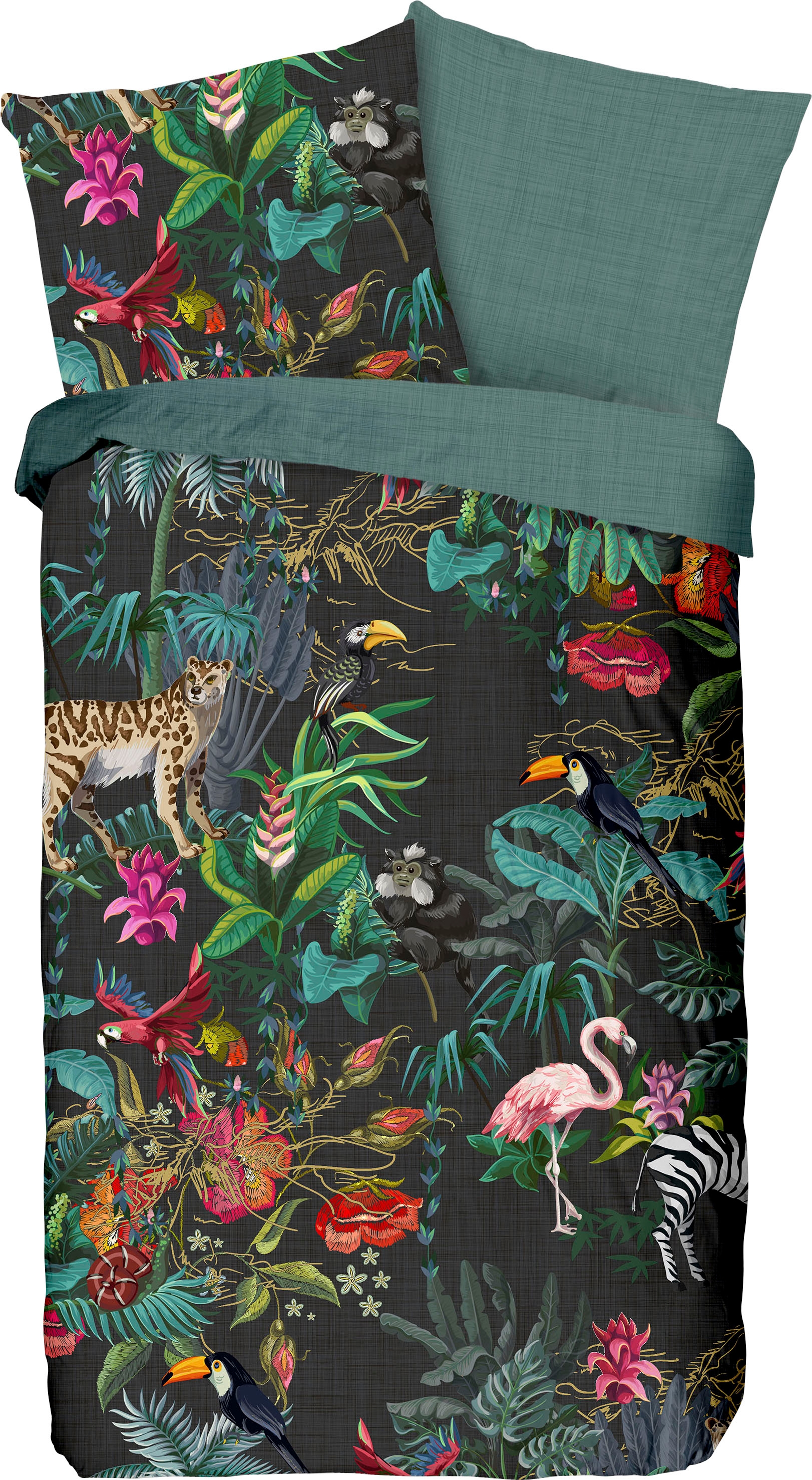 good morning Wendebettwäsche »Funky«, Mako-Satin, 135x200, Reißverschluss, Wendeoptik, Mandala, Leopard