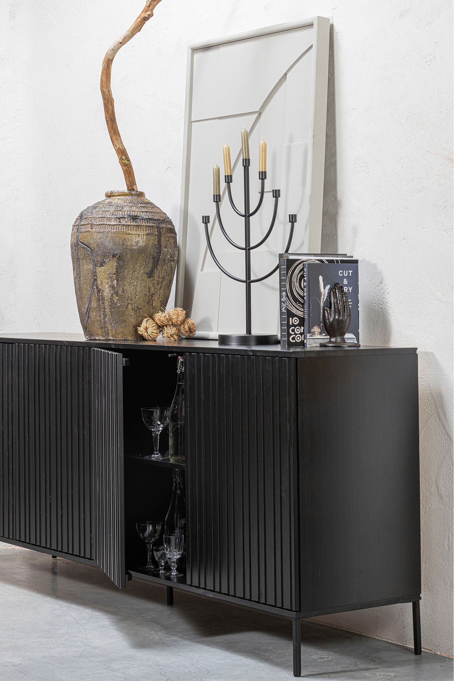 WOOOD Sideboard "New Gravure" Kommode mit grafischen Relieftüren, H 85 cm x günstig online kaufen