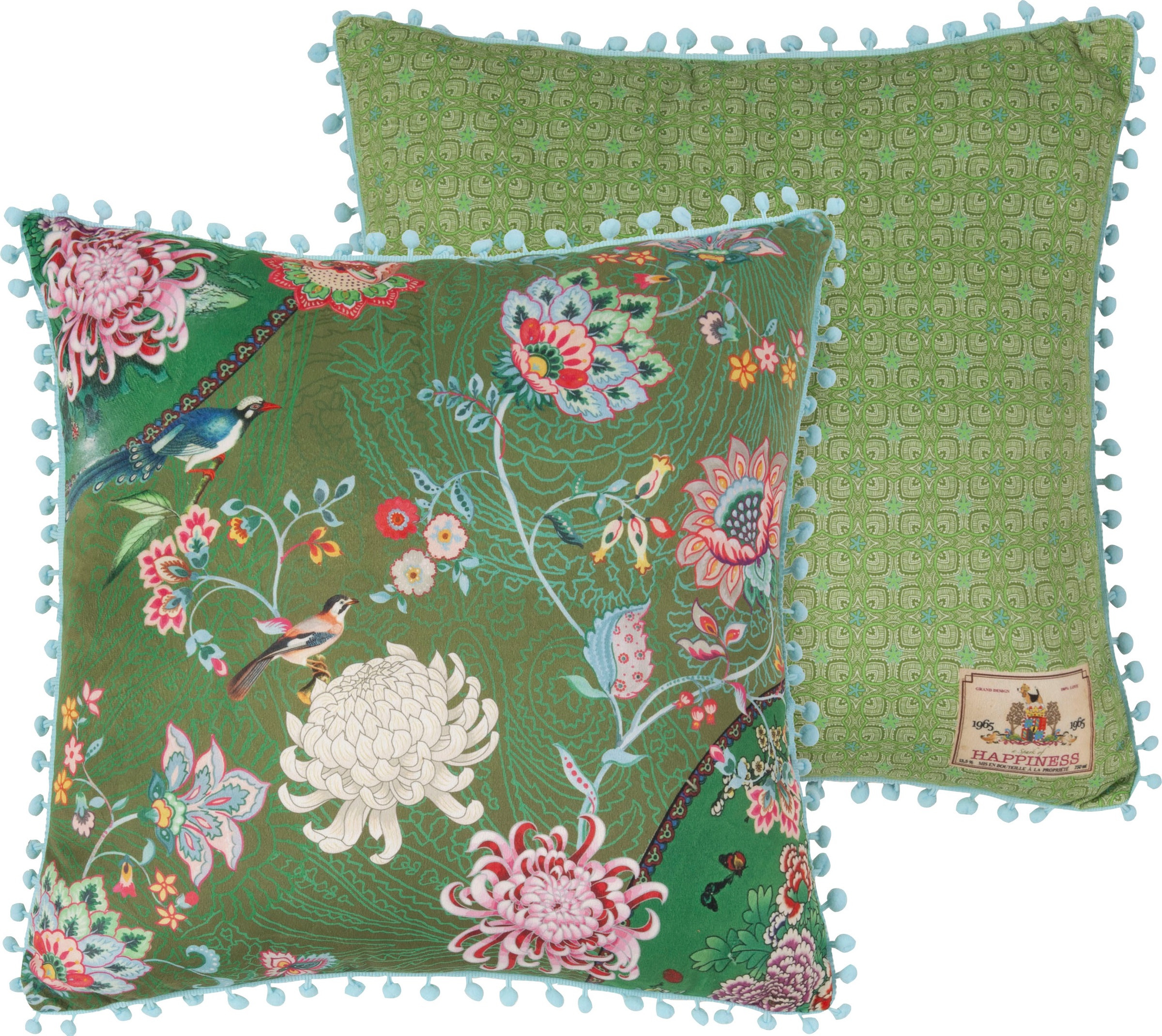 Happiness Dekokissen »Ming«, (1 St., 1 48x48 cm Dekokissen - Mit pompons), mit Pompons kaufen