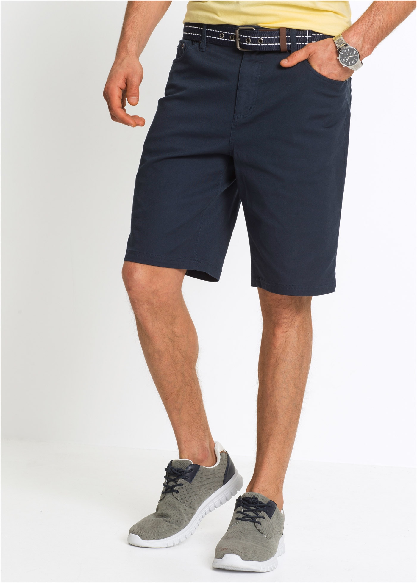 bonprix Bermudas aus Baumwolle mit Elasthan, mit Stretchanteil, erhöhter Bund