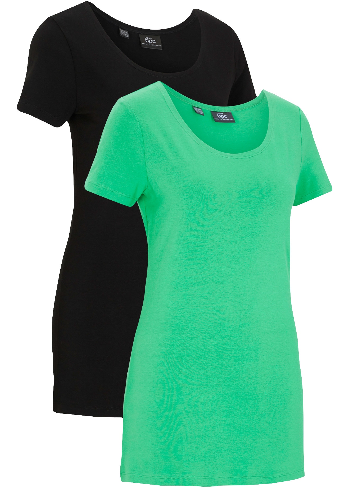 bonprix Longshirt Packung, 2er, mit seitlichem Schriftzug, Loose Fit, Kurzarm-Ausführung, 2er Pack