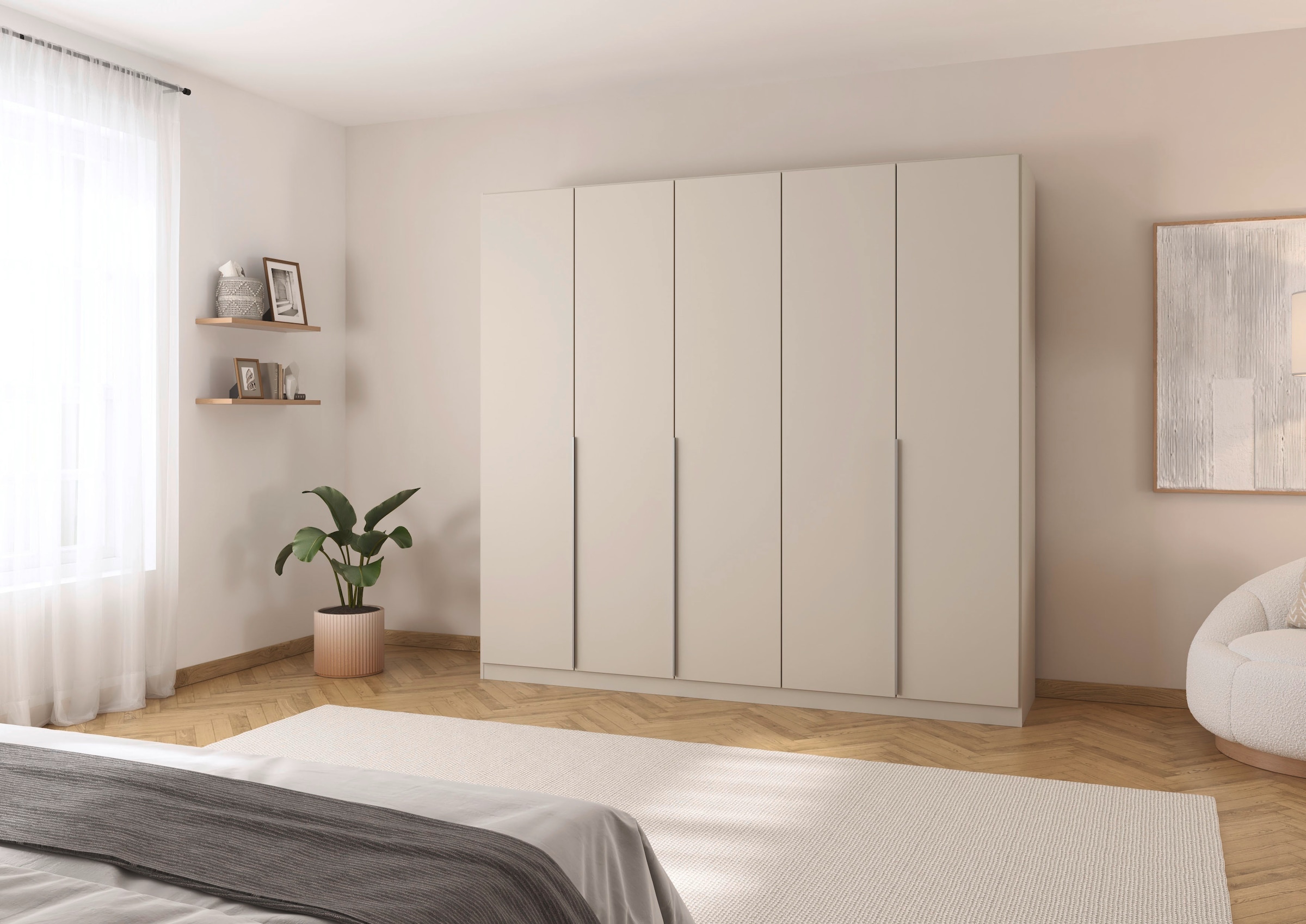 OTTO home Drehtürenschrank »Kleiderschrank Schrank Garderobe AGORDO TOPSELLER Schlafzimmer« in zwei Griff-Farben, Breiten 91-405 cm, Dekor- oder Hochglanzfront,  durchdachte Innenausstattung, in 8 Breiten und 2 Höhen MADE IN GERMANY