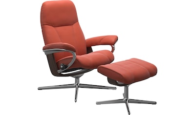 Stressless® Relaxsessel »Consul«, (Set, Relaxsessel mit Hocker), mit Hocker,  mit Cross Base, Größe S, M & L, Holzakzent Schwarz kaufen | BAUR