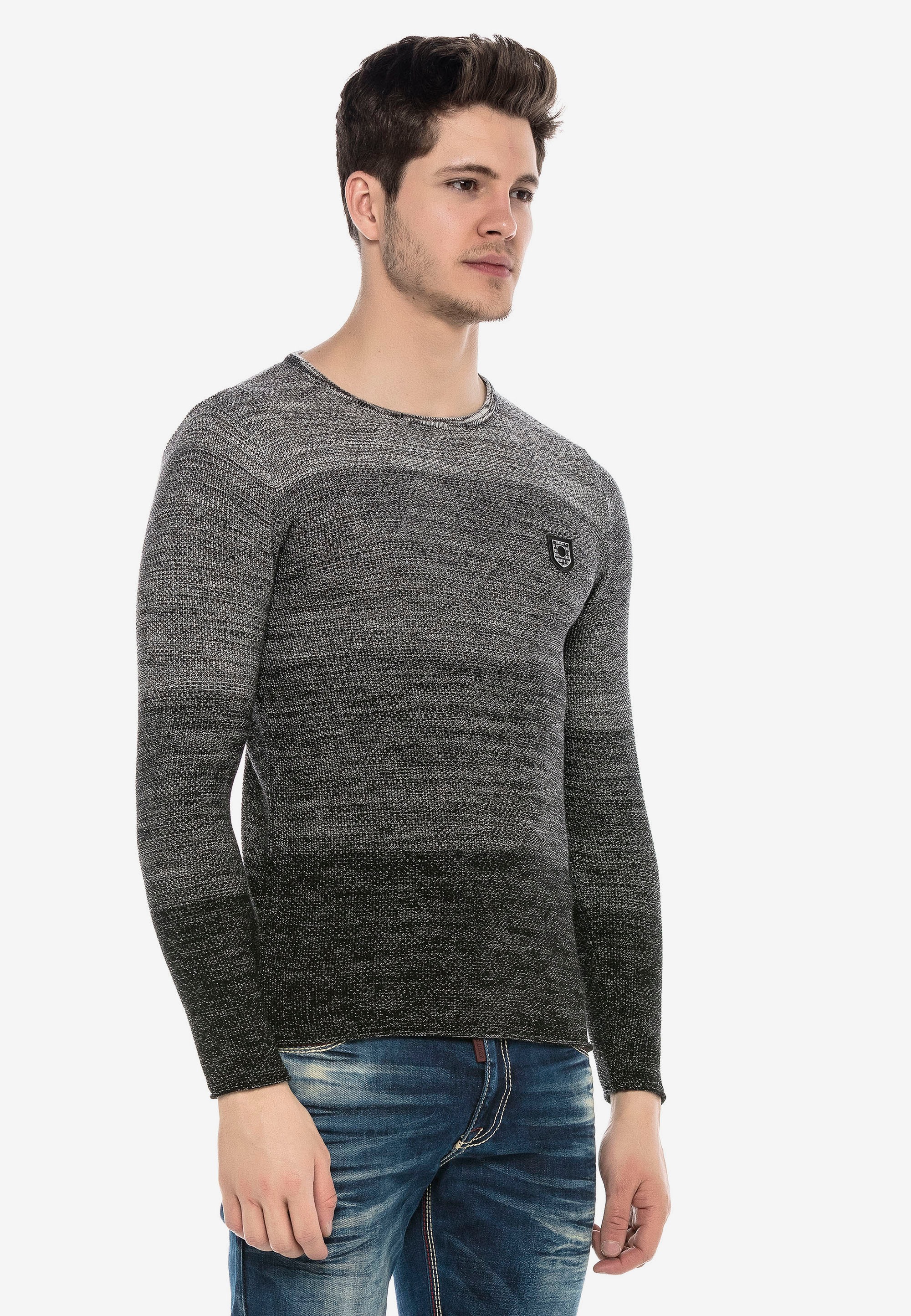 Cipo & Baxx Strickpullover, mit lässigem Rundhalsausschnitt