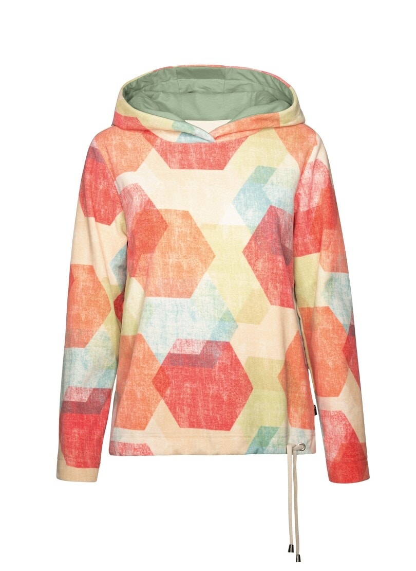 Trigema Kapuzensweatshirt »TRIGEMA Fleece-Hoodie mit buntem Allover-Print«