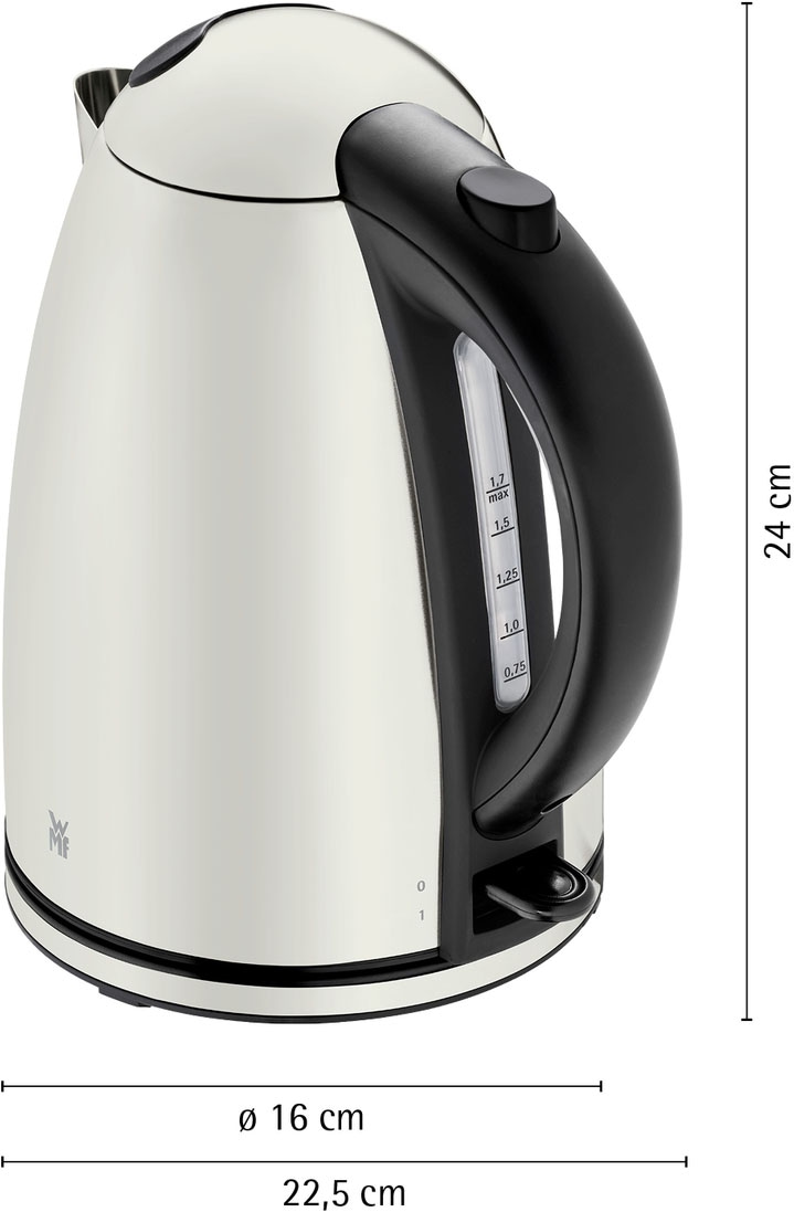WMF Wasserkocher »Stelio Paper White« 1,7 l 2400 W Cromargan, beleuchtete Wasserstandsanzeige, 2400 Watt