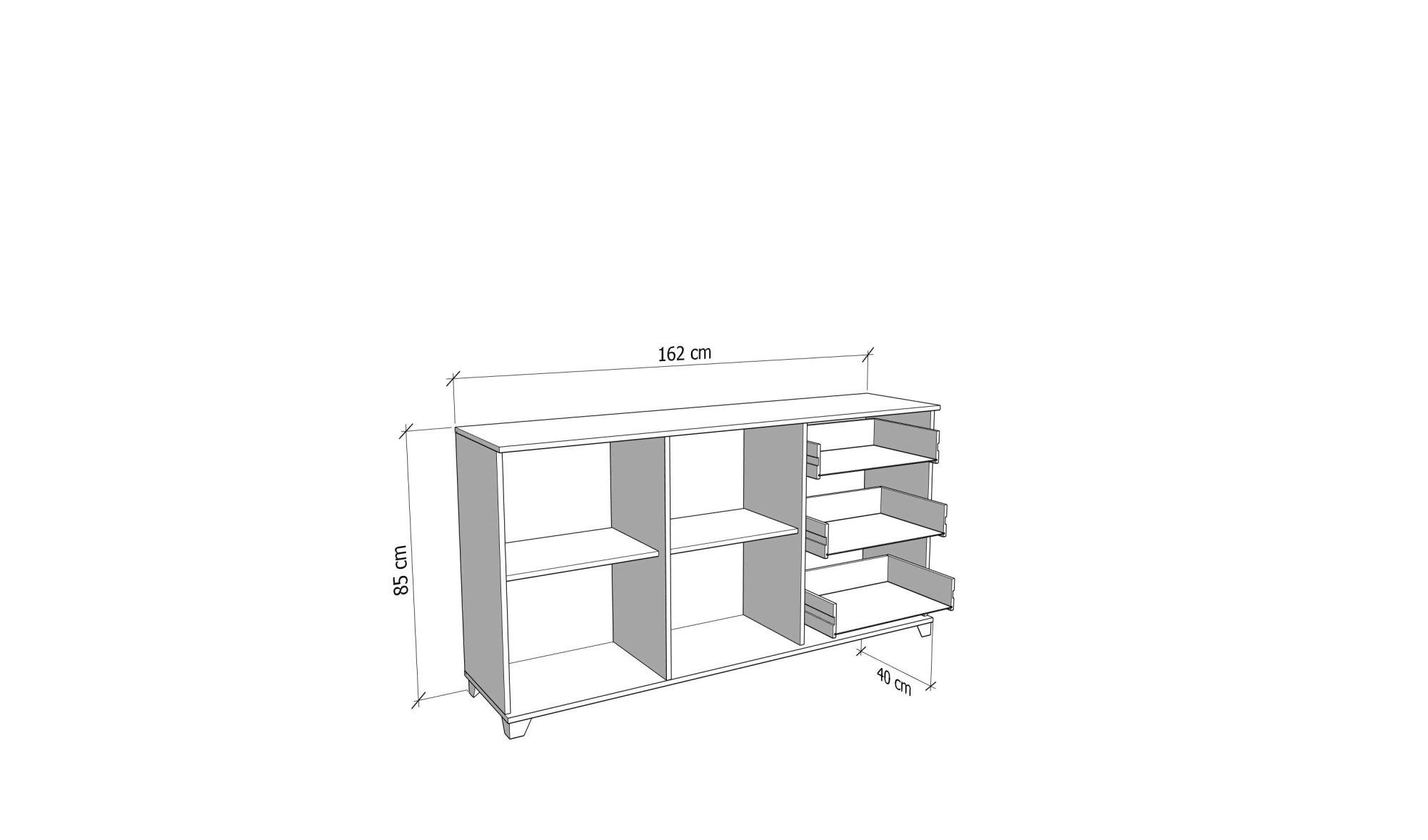 INOSIGN Kommode »Burgundy Sideboard, Schubladenschrank, mit viel Stauraum«, Hochglanzfronten und eine Innenausstattung in Flagstaff Eiche