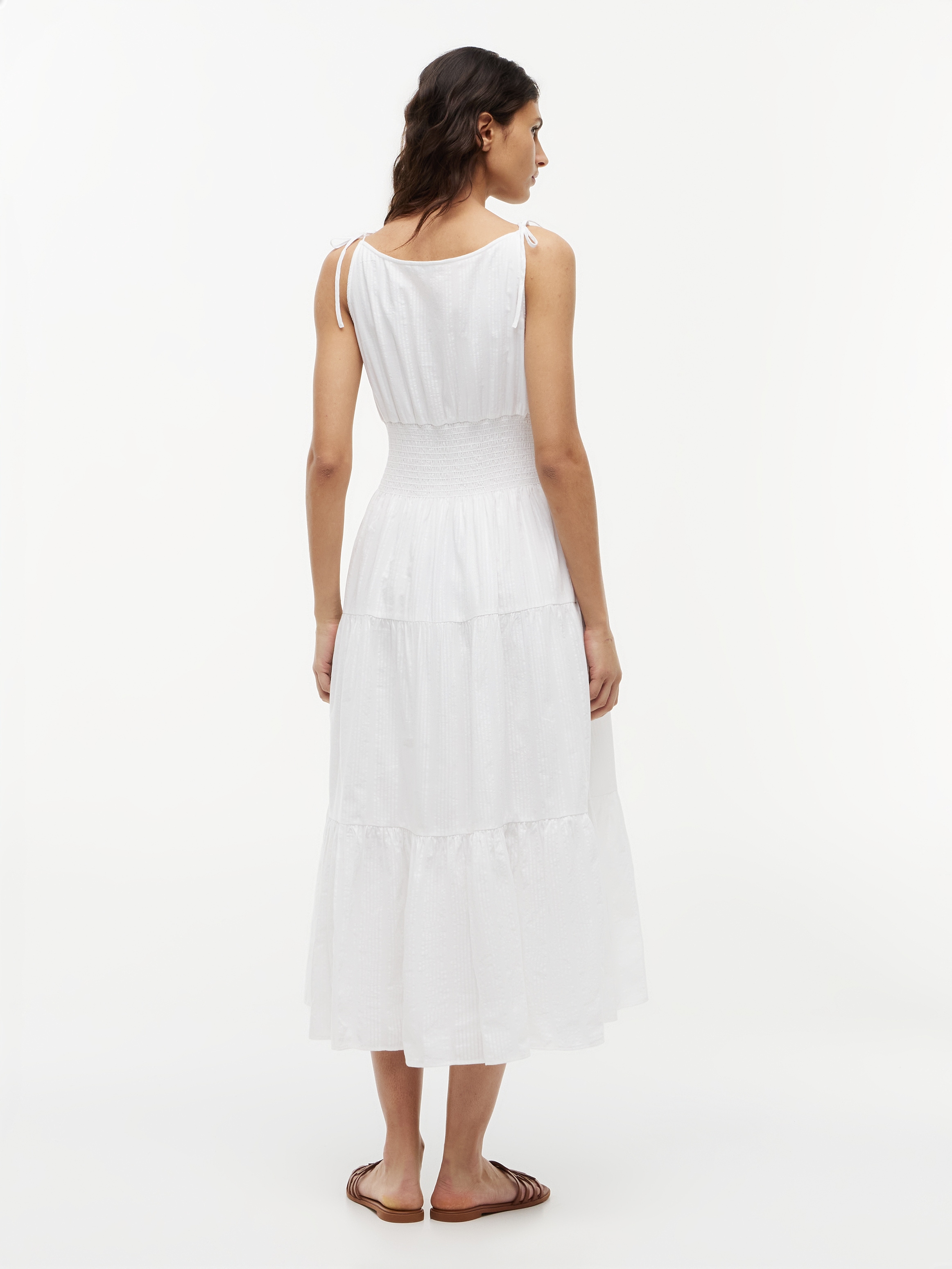 Tommy Hilfiger Trägerkleid »SMOCK TIE NS MIDI DRESS« Ohne Tasche Baumwollmischung, Smok-Einsatz