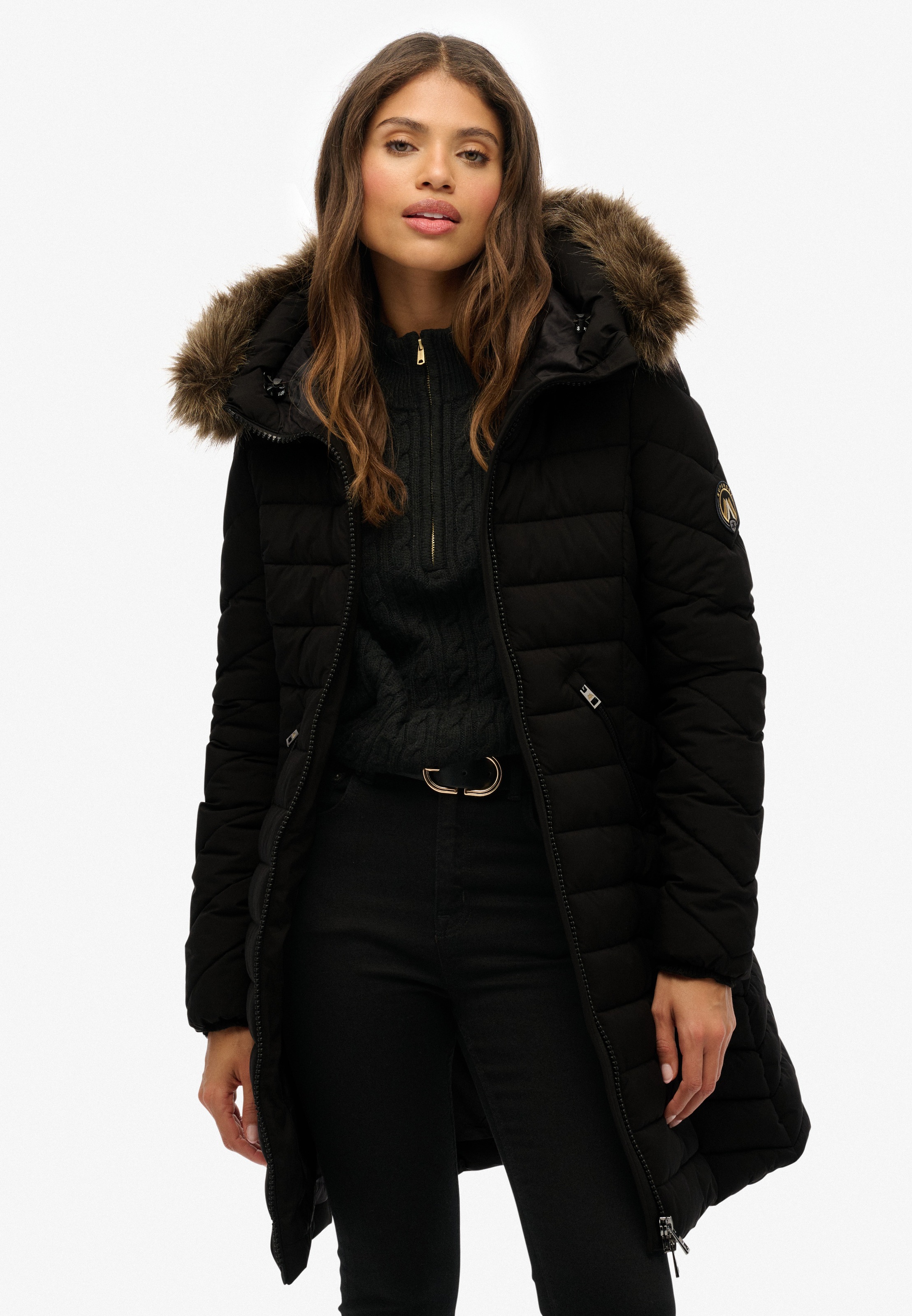 Superdry Steppjacke "FUJI FAUX FUR HOOD MID LENGTH" mit Kapuze günstig online kaufen
