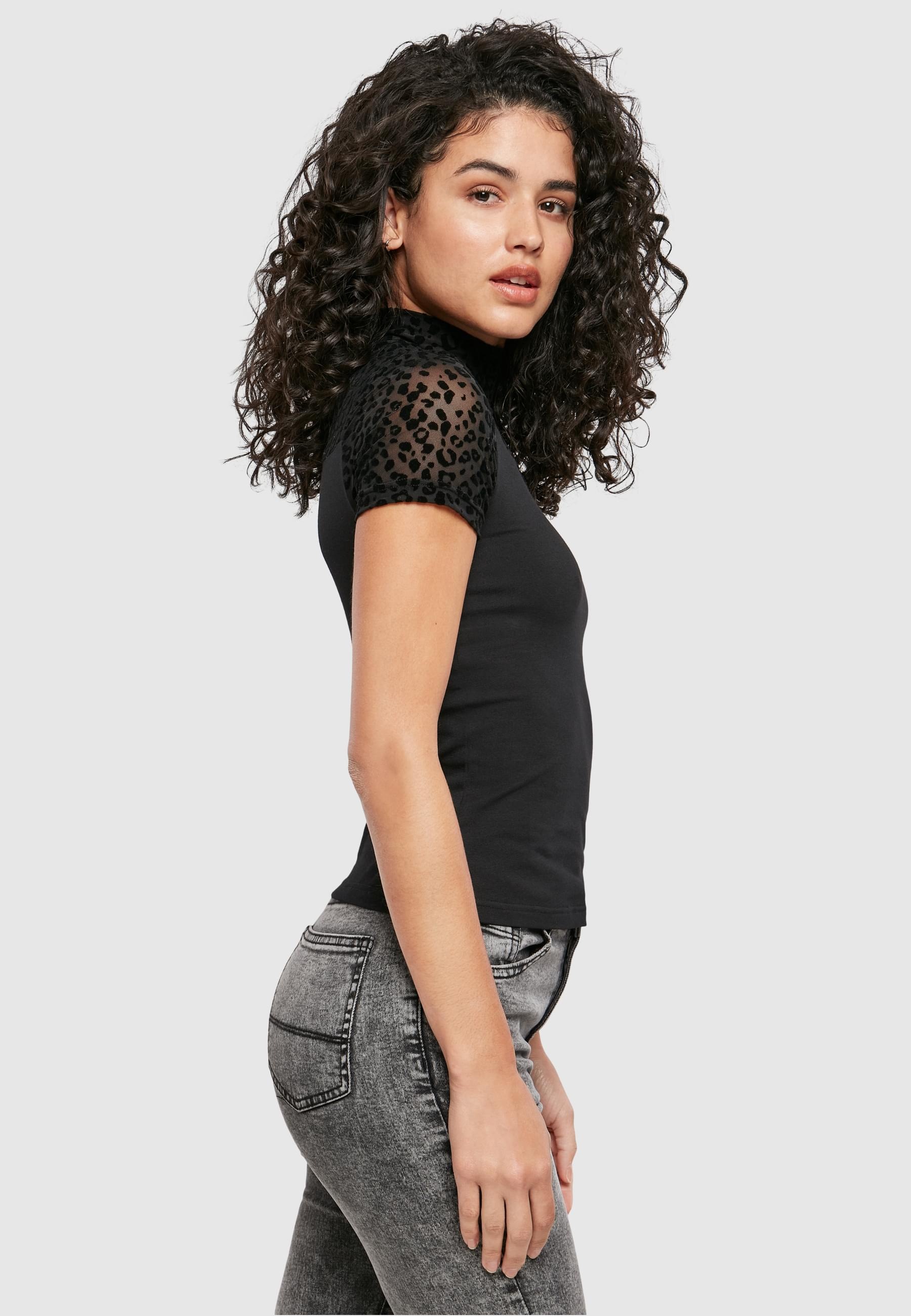 URBAN CLASSICS T-Shirt »Urban Classics Damen Ladies Flock Lace Turtleneck Tee«, (1 tlg.)