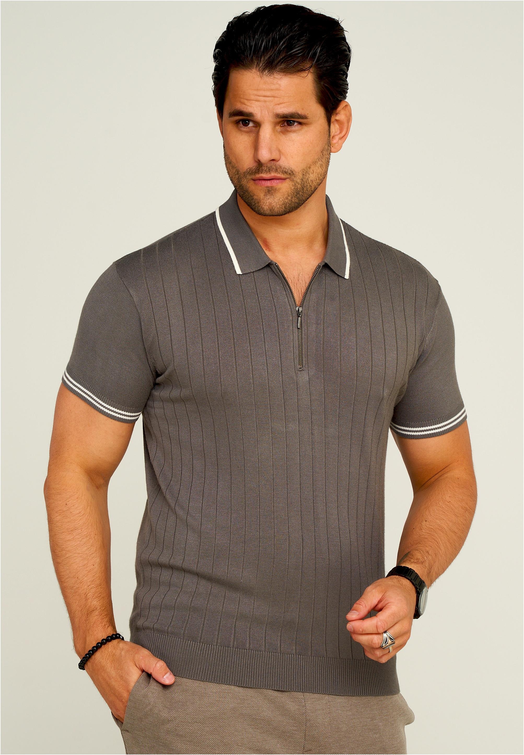 behype Poloshirt »ZIP KNIT-POLO«, mit Reißverschluss