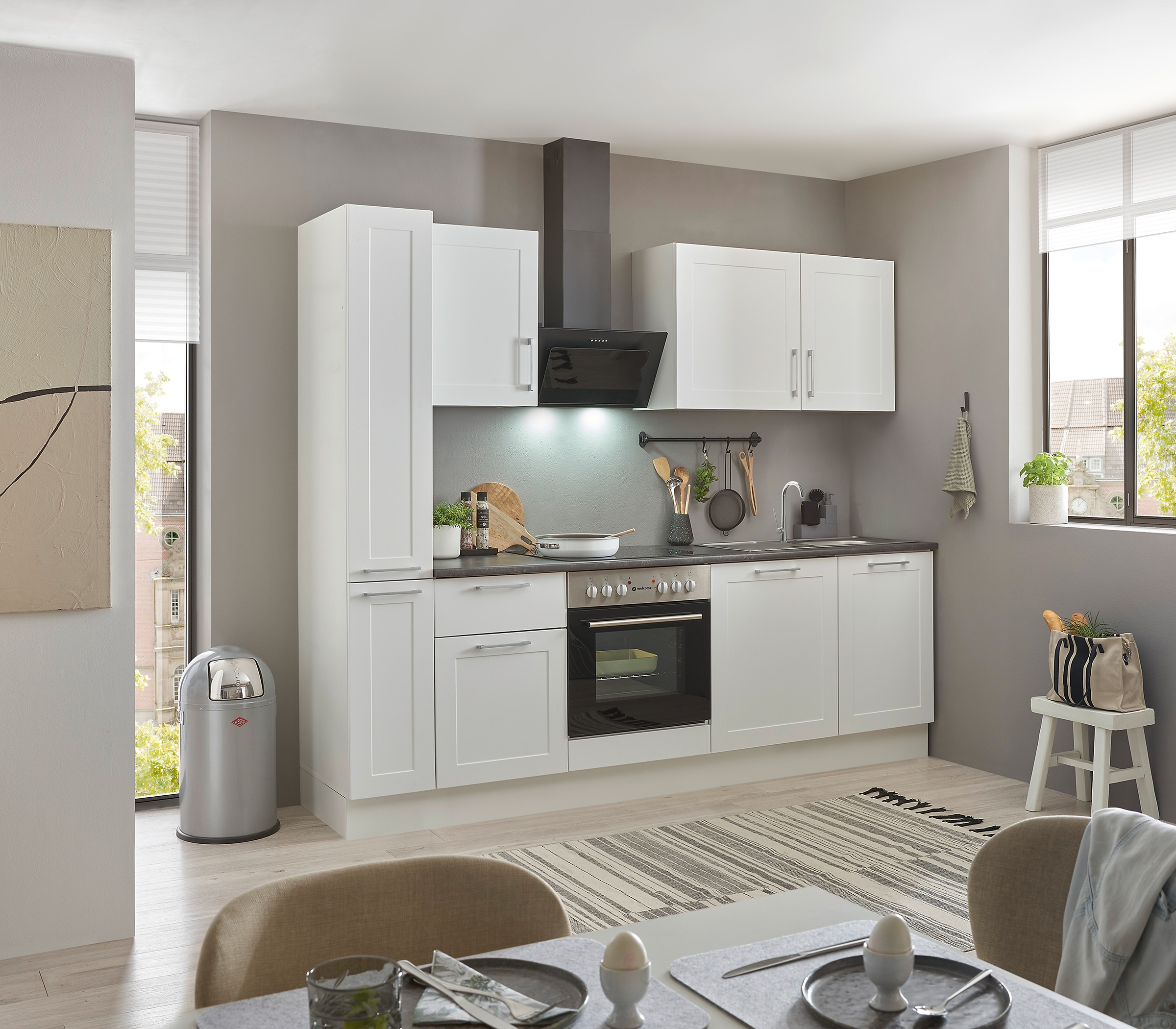 BASIC by Balculina Küchenzeile »Marsi«, Breite 250 cm, wahlweise mit E-Geräten, Soft-Close-Funktion
