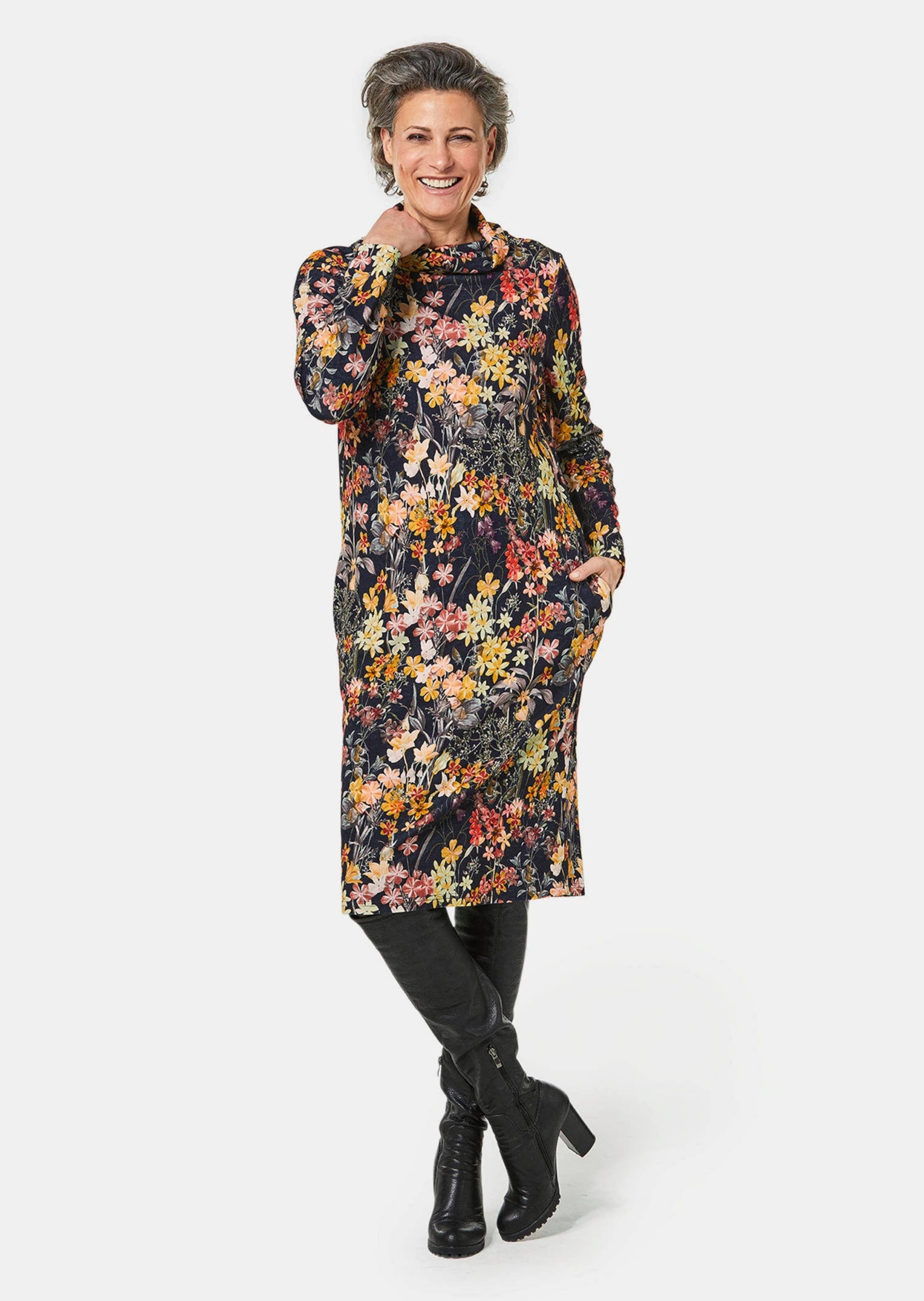 Thumbnail - GOLDNER Druckkleid "Druckkleid mit halsfernem Rollkragen"