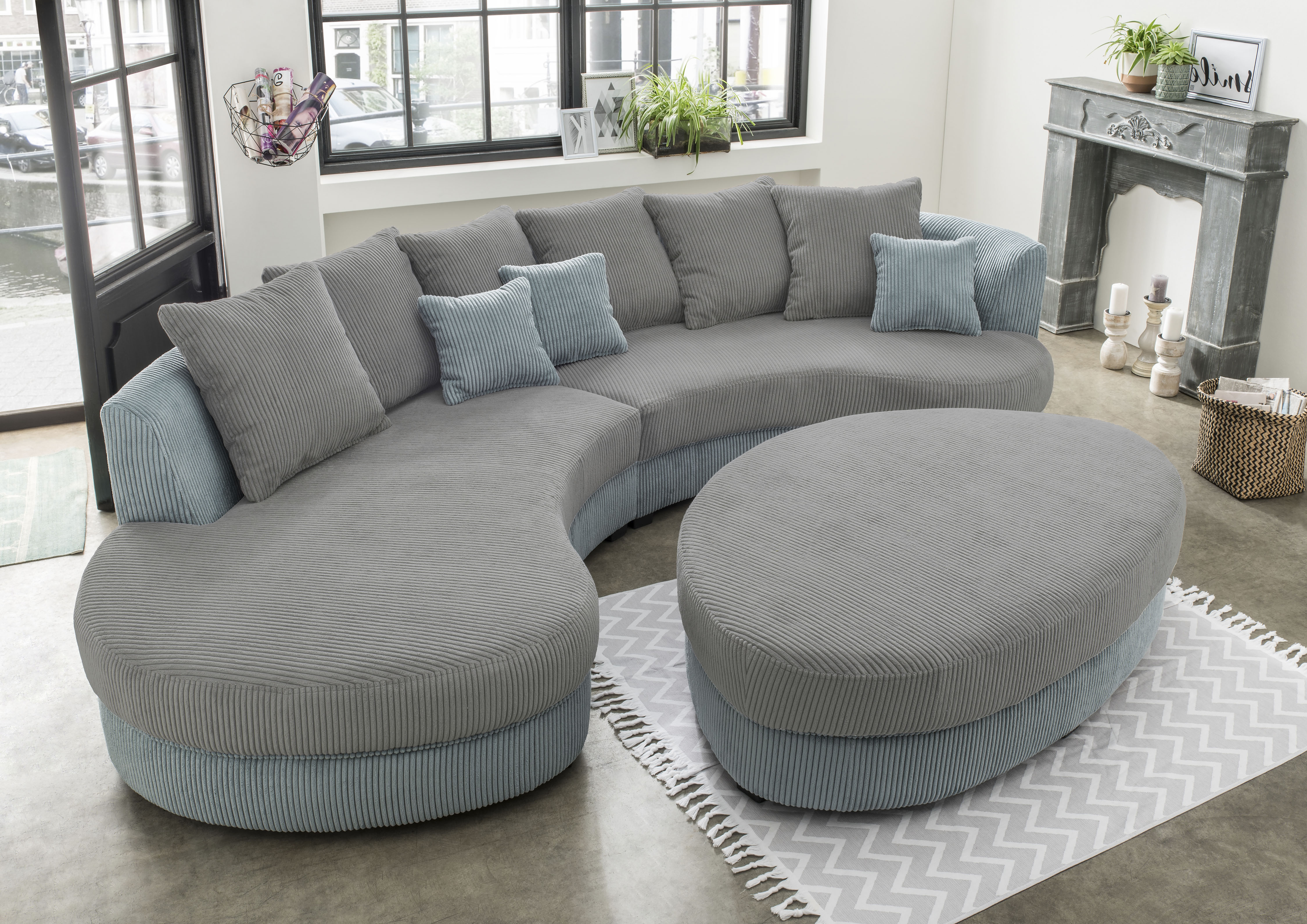 Home affaire Ecksofa "Lazio modern und bequem, schmale Armlehnen, tolle Detailverarbeitung" zwei verschiedene Fußfarben wählbar