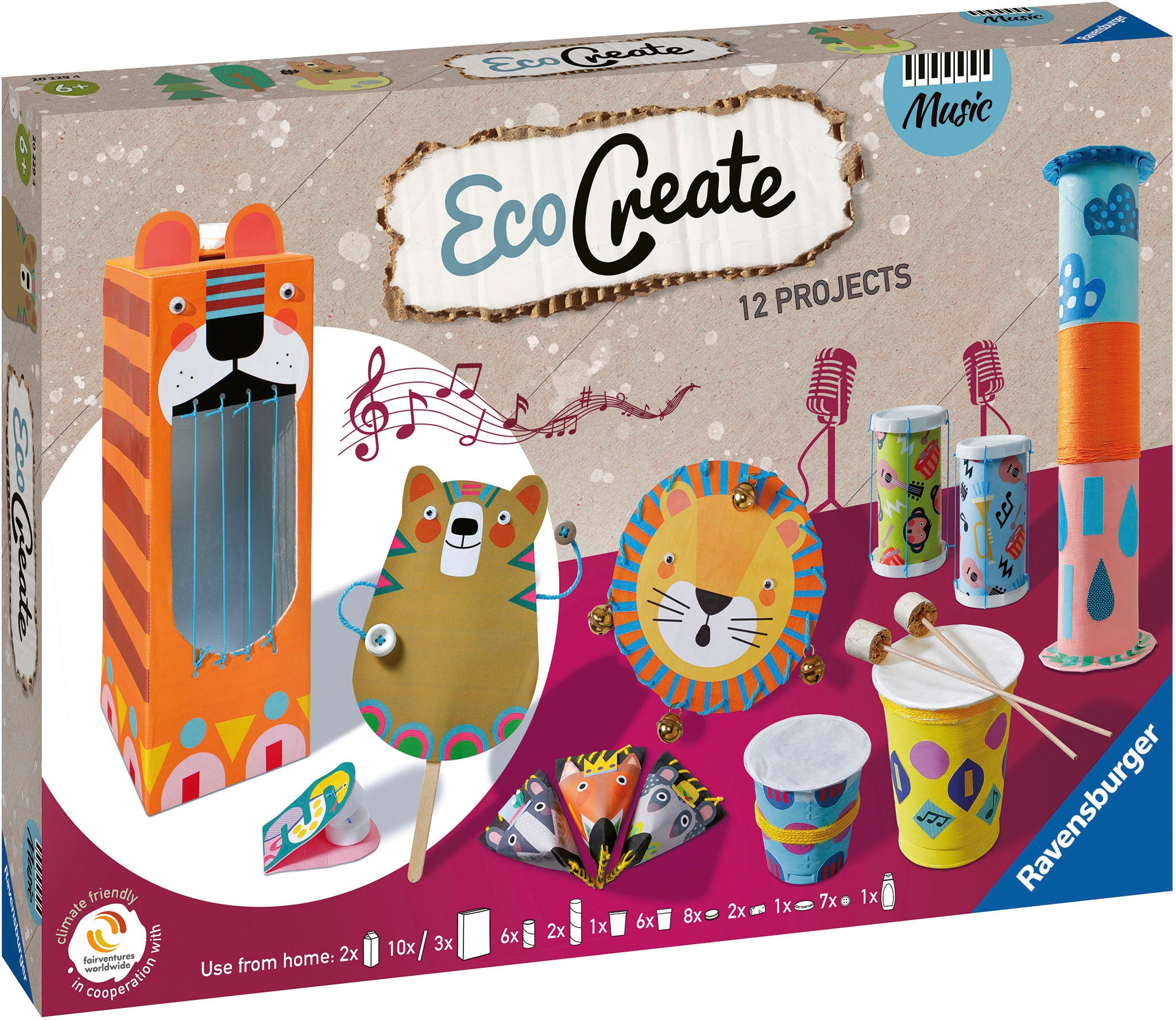 Ravensburger Kreativset »Eco Create, Make your own Music«, Upcycling und basteln in einem; FSC® - schützt Wald - weltweit