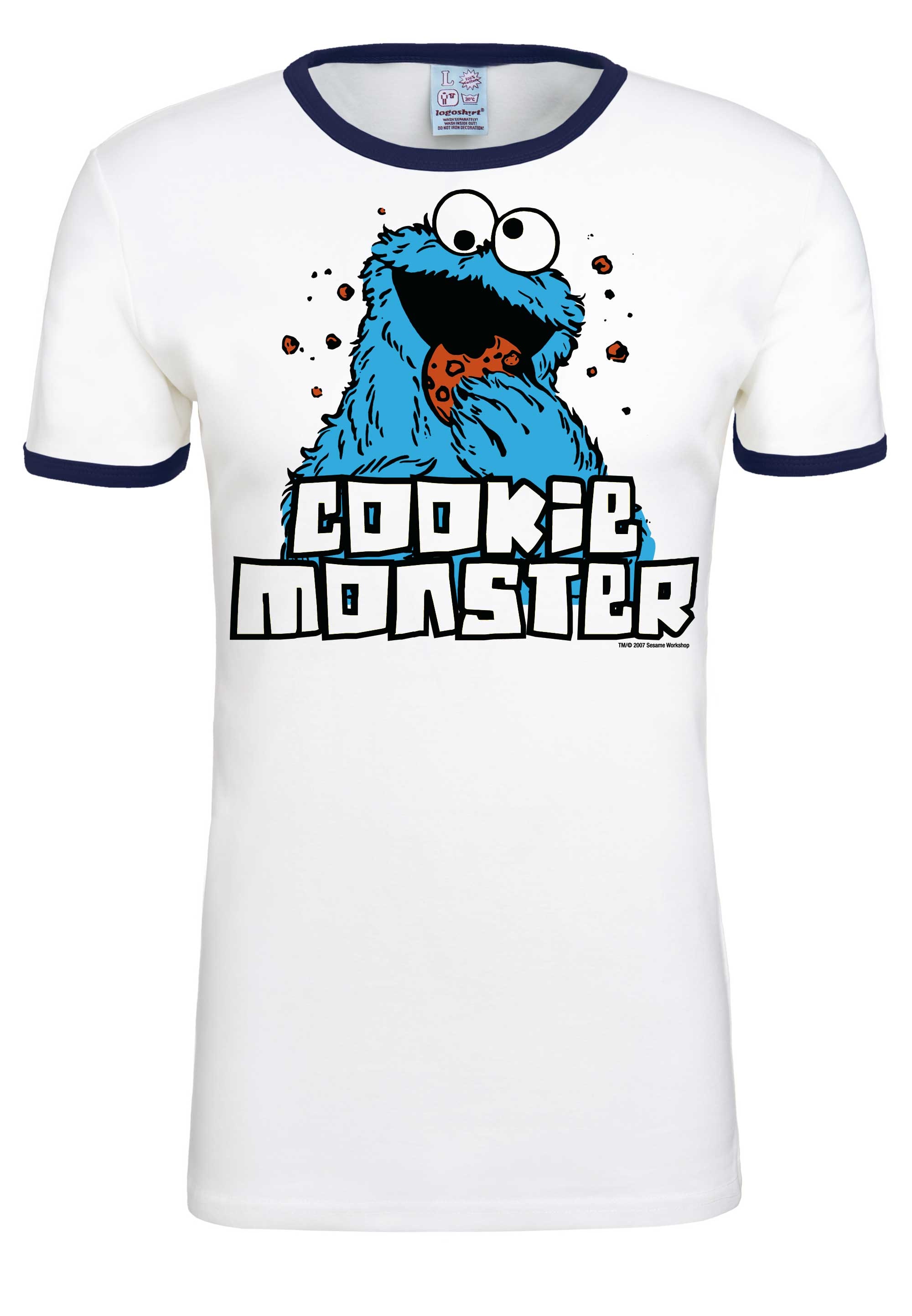 LOGOSHIRT T-Shirt »Cookie Monster«, mit farblich abgesetzten Bündchen