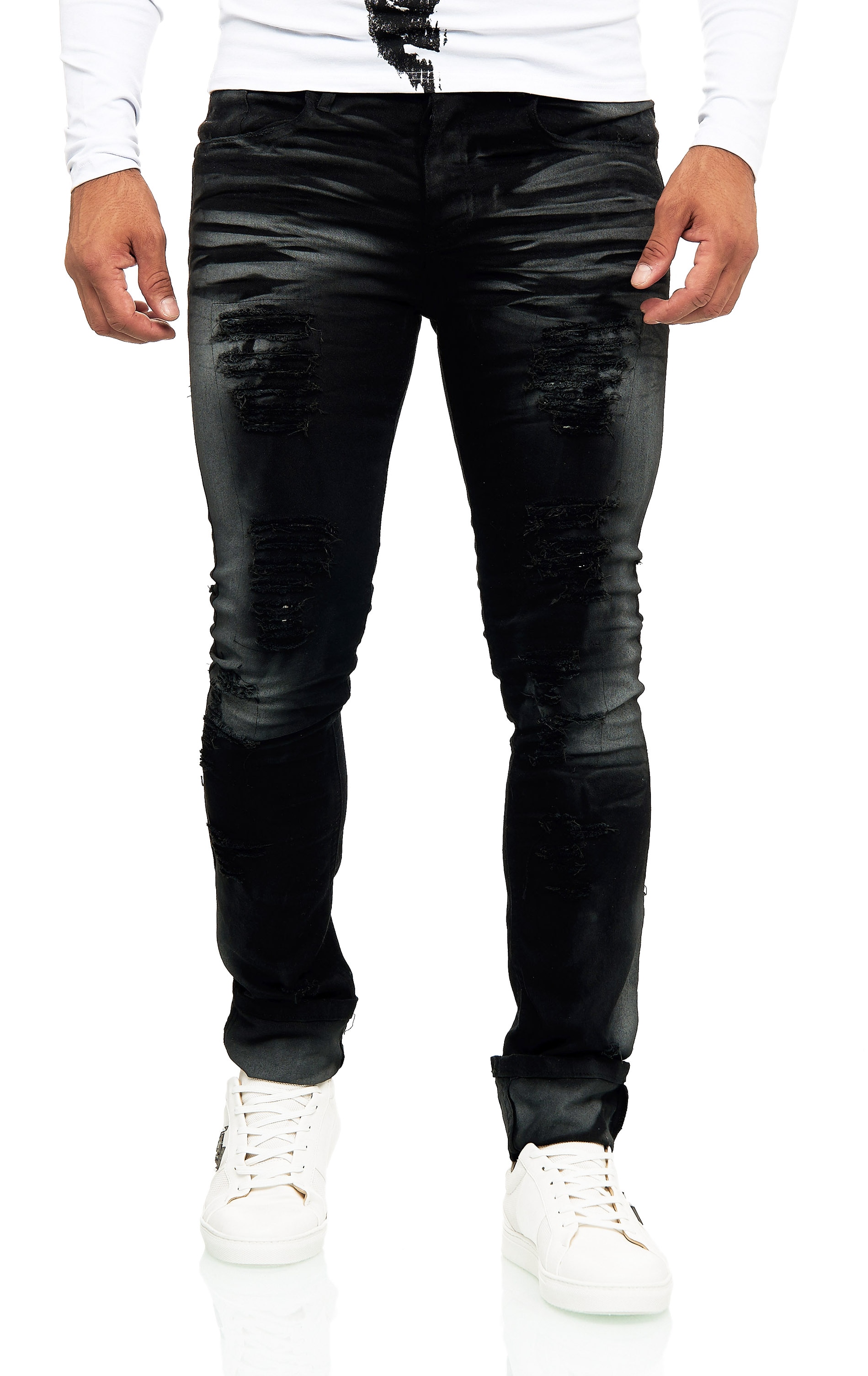 KINGZ Slim-fit-Jeans, im Destroyed-Look ▷ bestellen Waschung BAUR auffälliger | mit