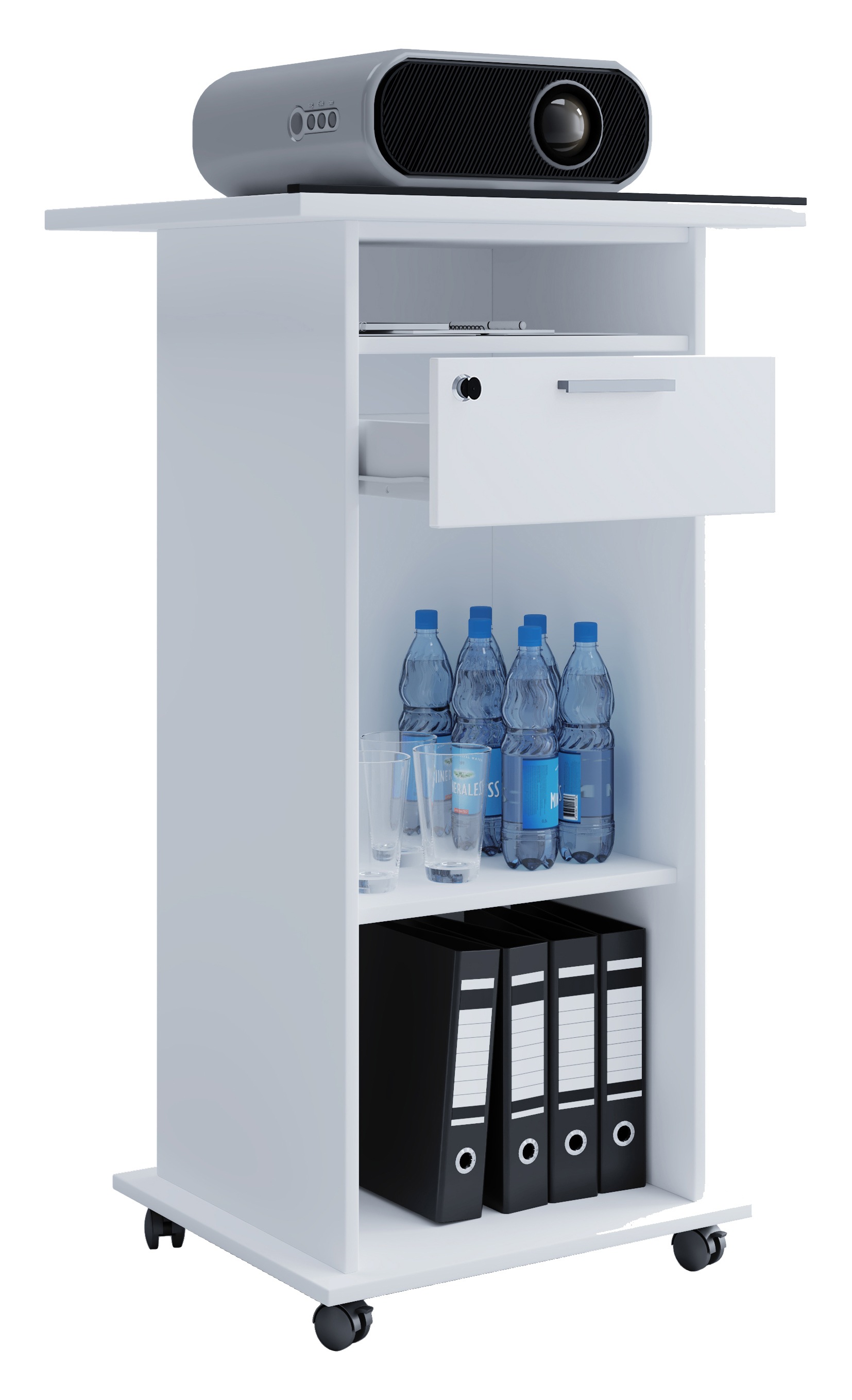 Wohnzimmertisch VCMweiß, Sideboards, "Tisch Möbel Wagen Beamer Projektor Rollen Neta"