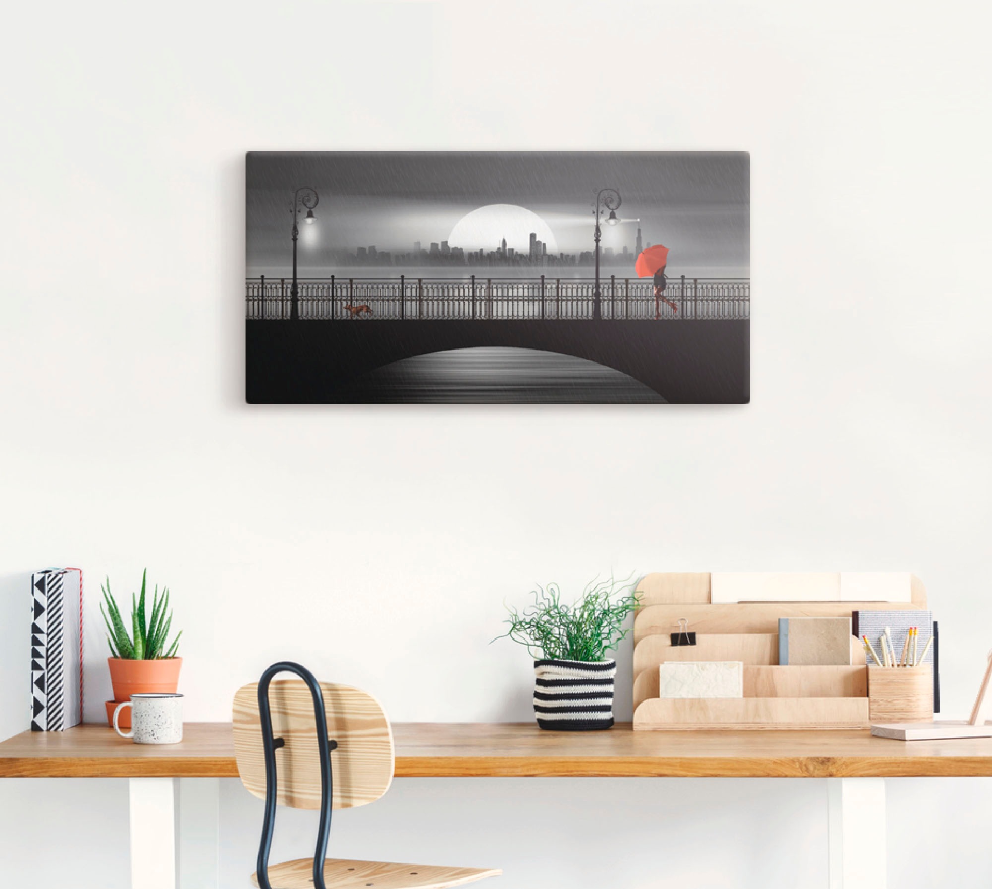 Artland "Die Brücke im Regen" Brücken 1 Stk. tlg. als Leinwandbild, Poster günstig online kaufen