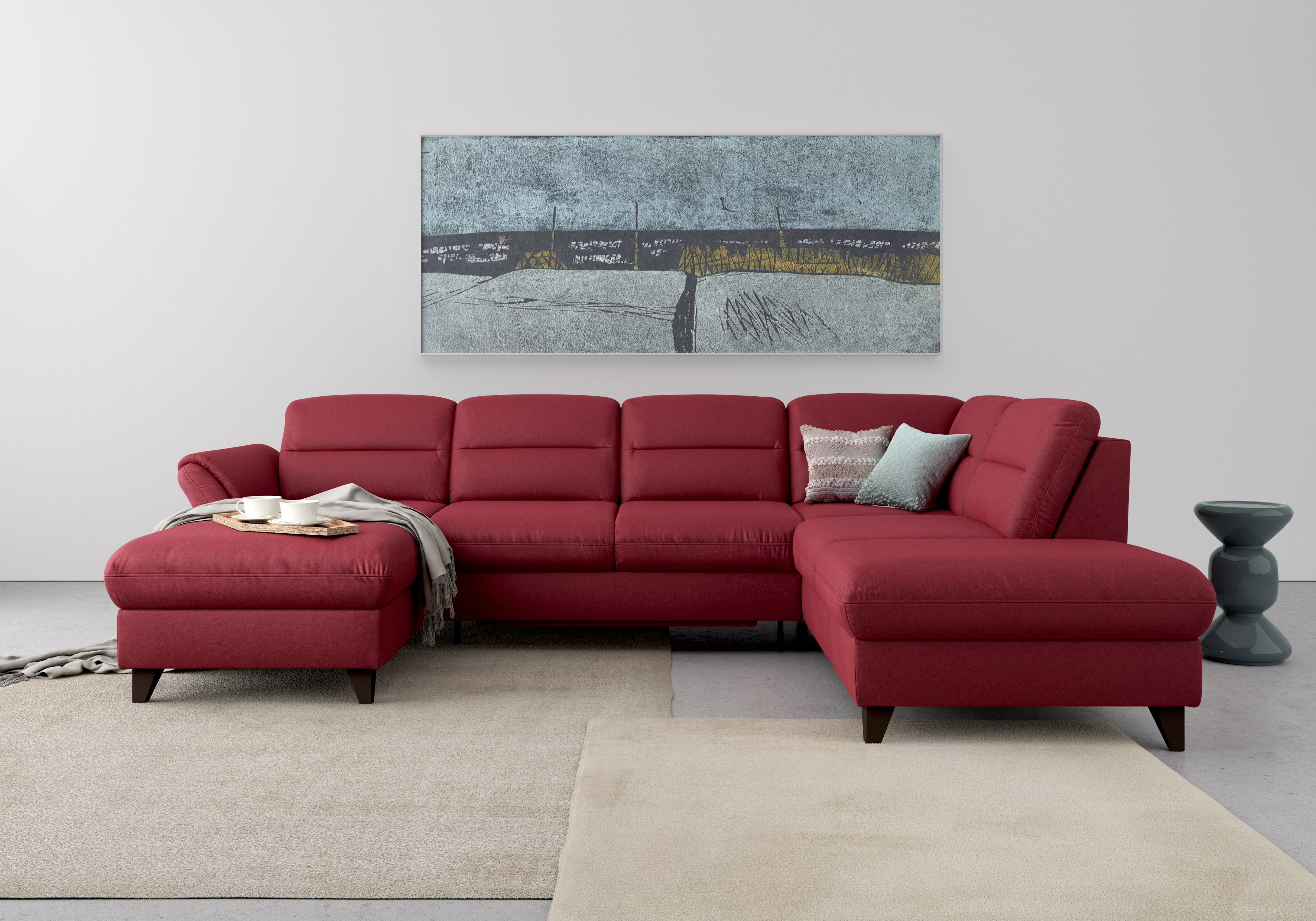 sit&more Wohnlandschaft "Mellum U-Form" Federkern, wahlweise mit Schlaffunktion, Stauraum und Armteilfunktion