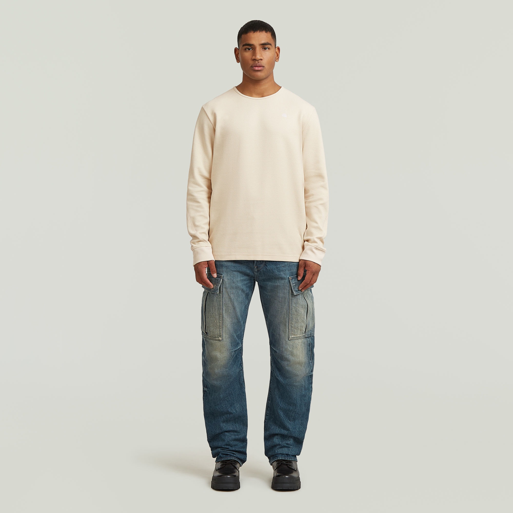 G-STAR Longsleeve »Structured Tweeter« in Waffel-Struktur, mit Logostickerei
