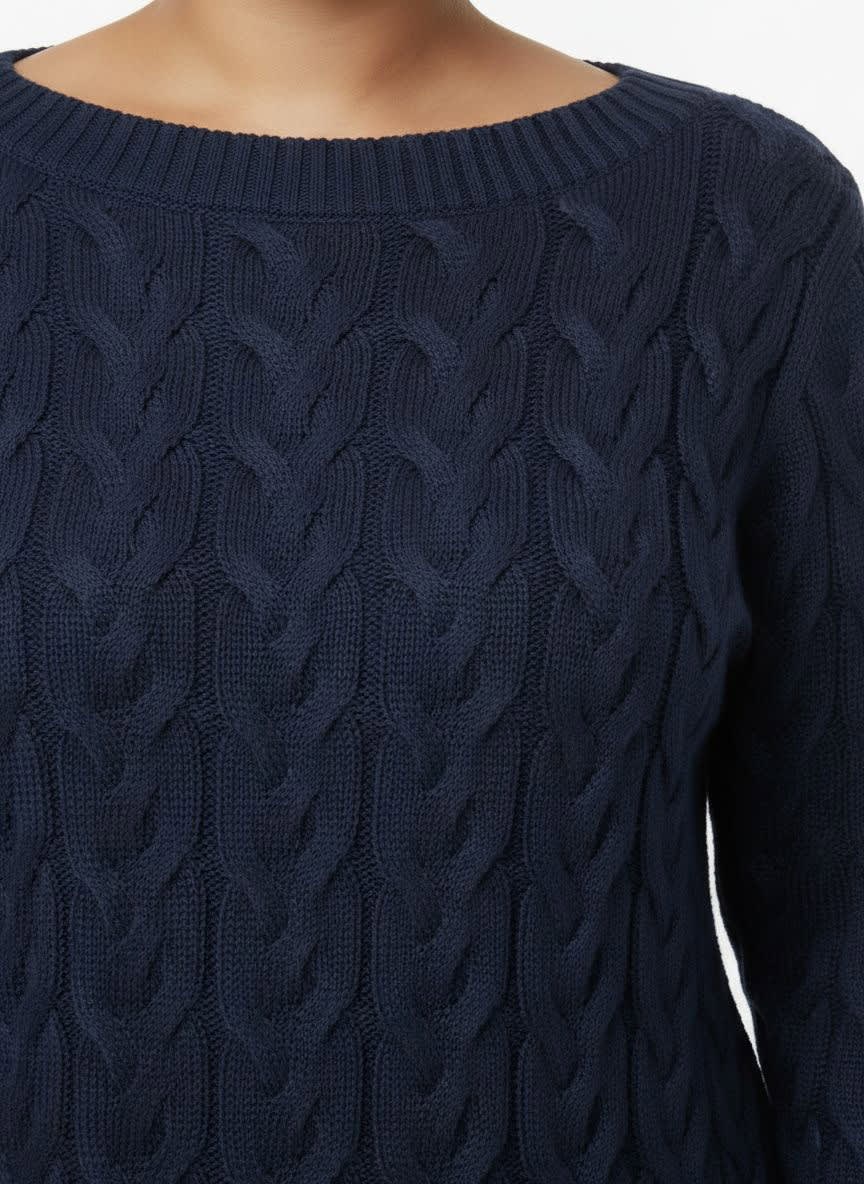 Strickpullover INSPIRATIONEN "Pullover", Damen, Gr. 52, blau (marine), 50% Baumwolle, 50% Polyacryl, unifarben, Pullover Strickpullover 3