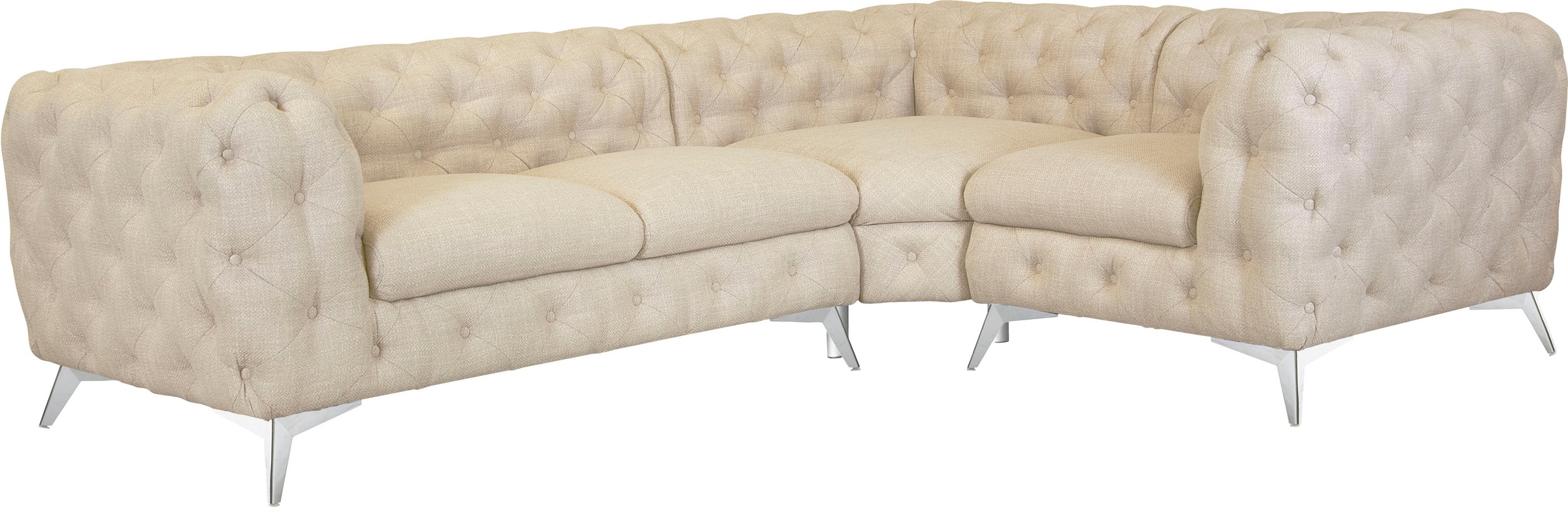 Thumbnail - Leonique Chesterfield-Sofa "Ecksofa GLYNIS L-Form mit Wellenunterfederung, Maße B/T/H 264/204/75cm", aufwändige Knopfhef...