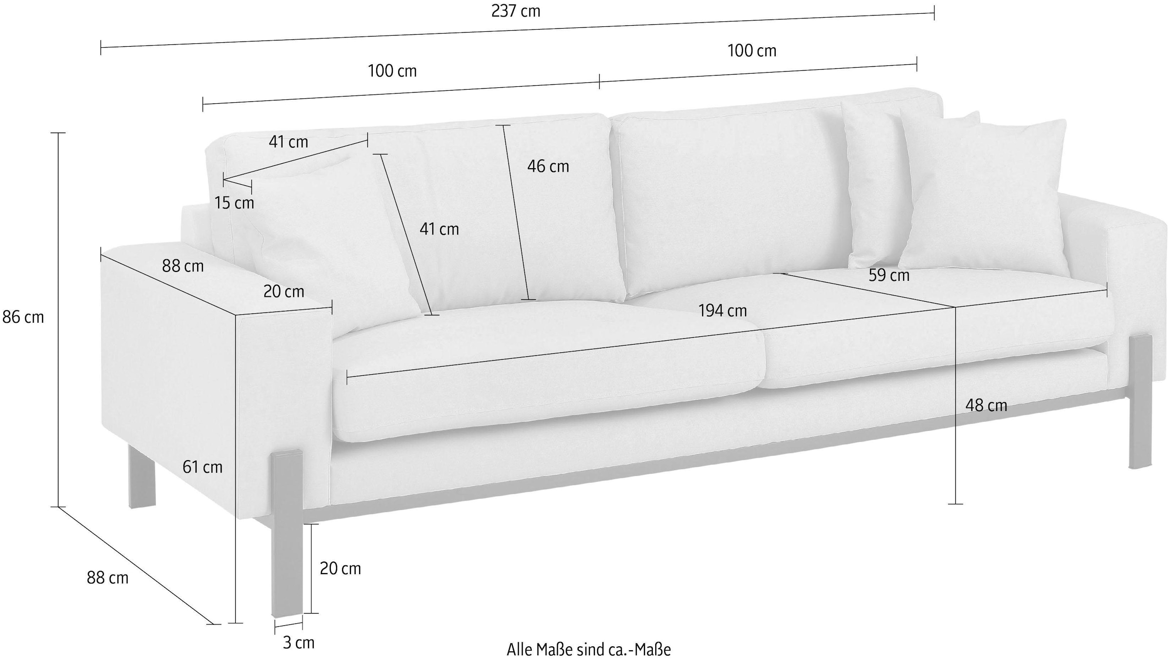 OTTO products 3-Sitzer »Ennis«, Verschiedene Bezugsqualitäten: Baumwolle, recyceltes Polyester