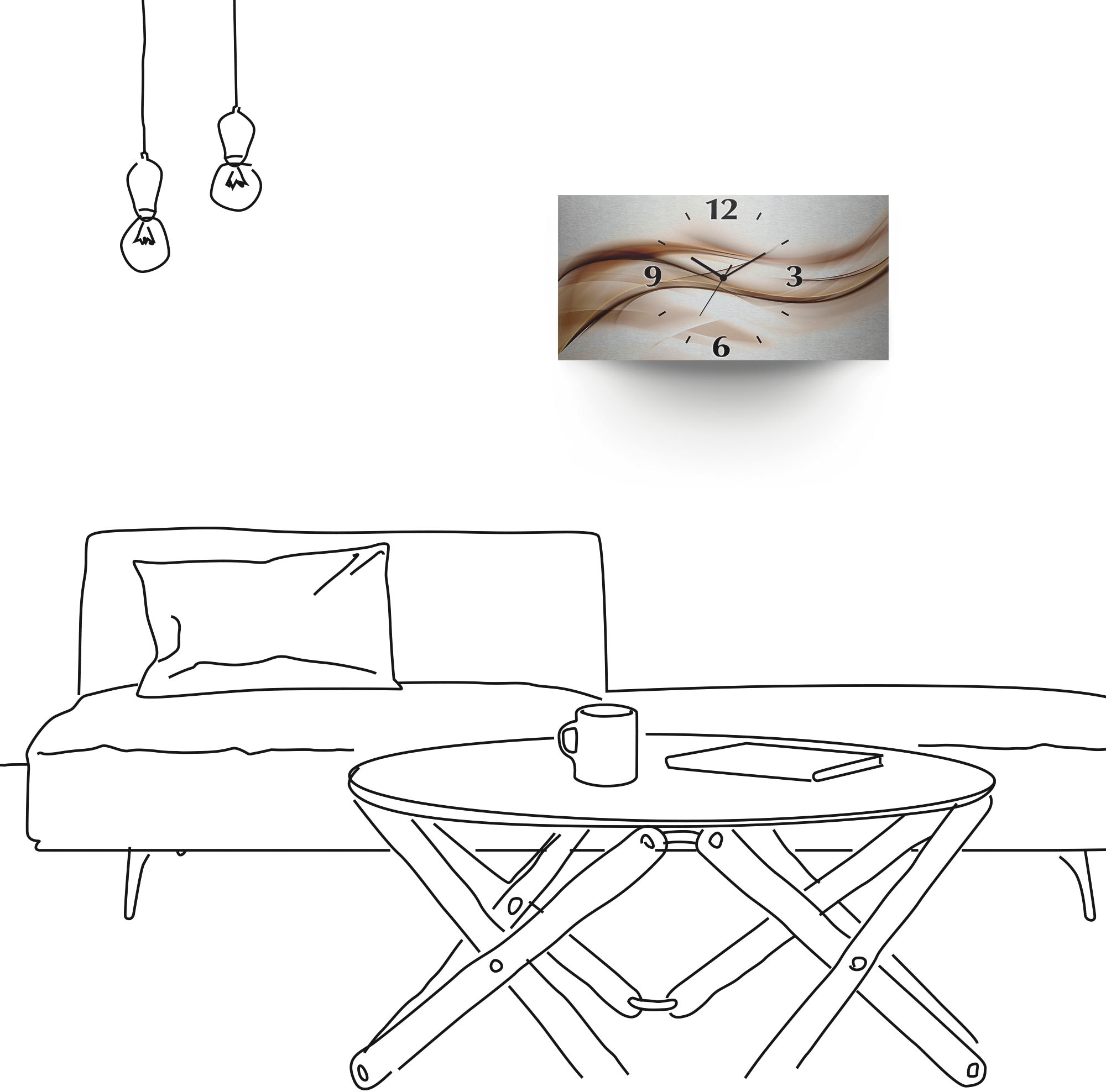 Artland Wanduhr »Braune abstrakte Welle« wahlweise mit Quarz- oder Funkuhrwerk, lautlos ohne Tickgeräusche