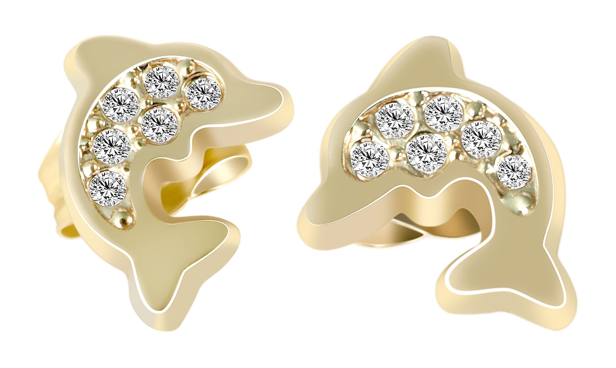 Adelia´s Paar Ohrhänger »Mädchen Ohrringe – Ohrstecker Delfin aus 333 Gold mit Zirkonia« Geschenkidee: zeitlos und vielseitig