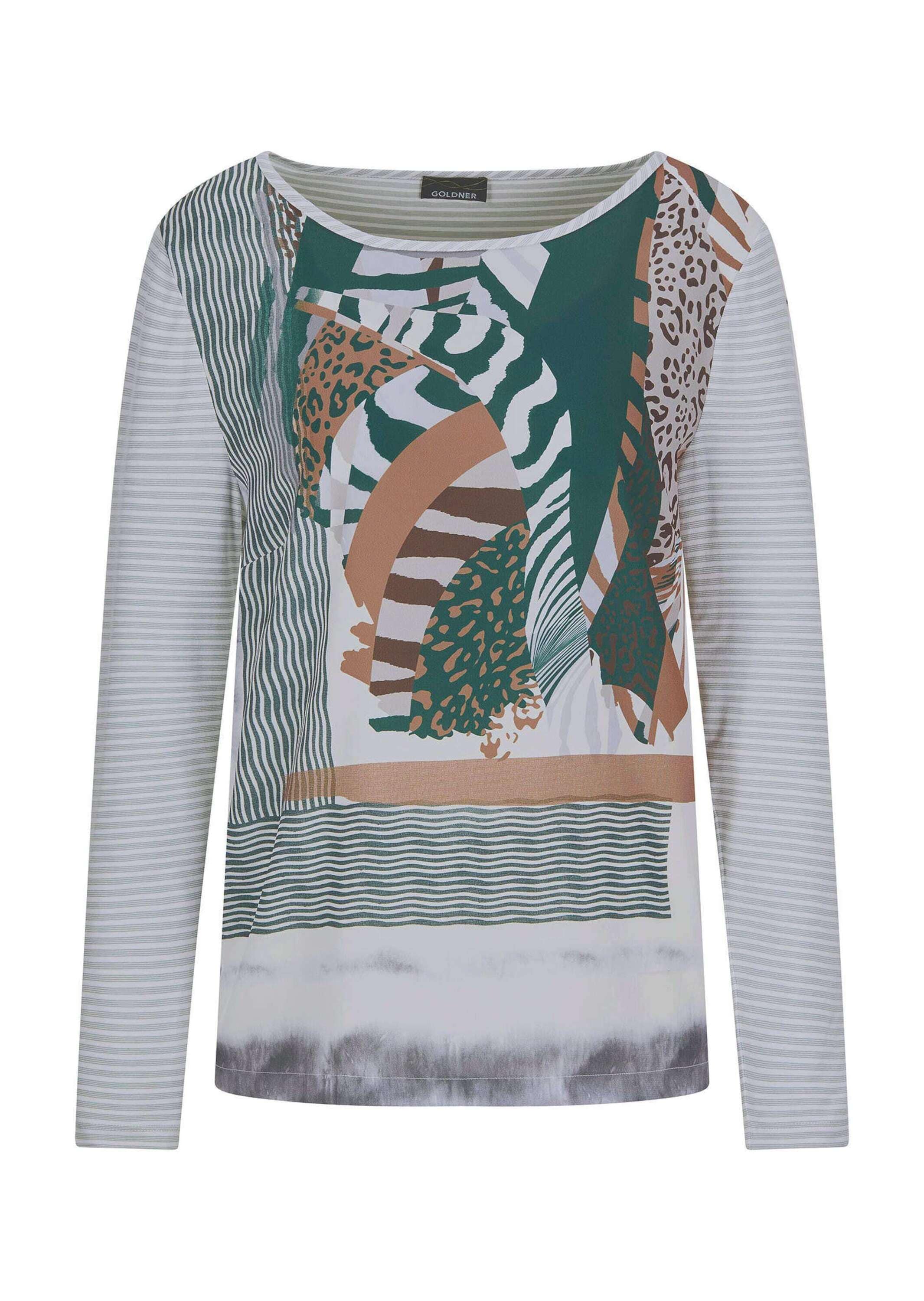 GOLDNER Langarmshirt "Kurzgröße Langarm Satinshirt mit Allover-Print" günstig online kaufen