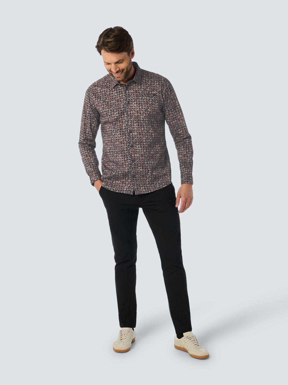 NO EXCESS Langarmhemd »No Excess Stretch All-Over Print Shirt«