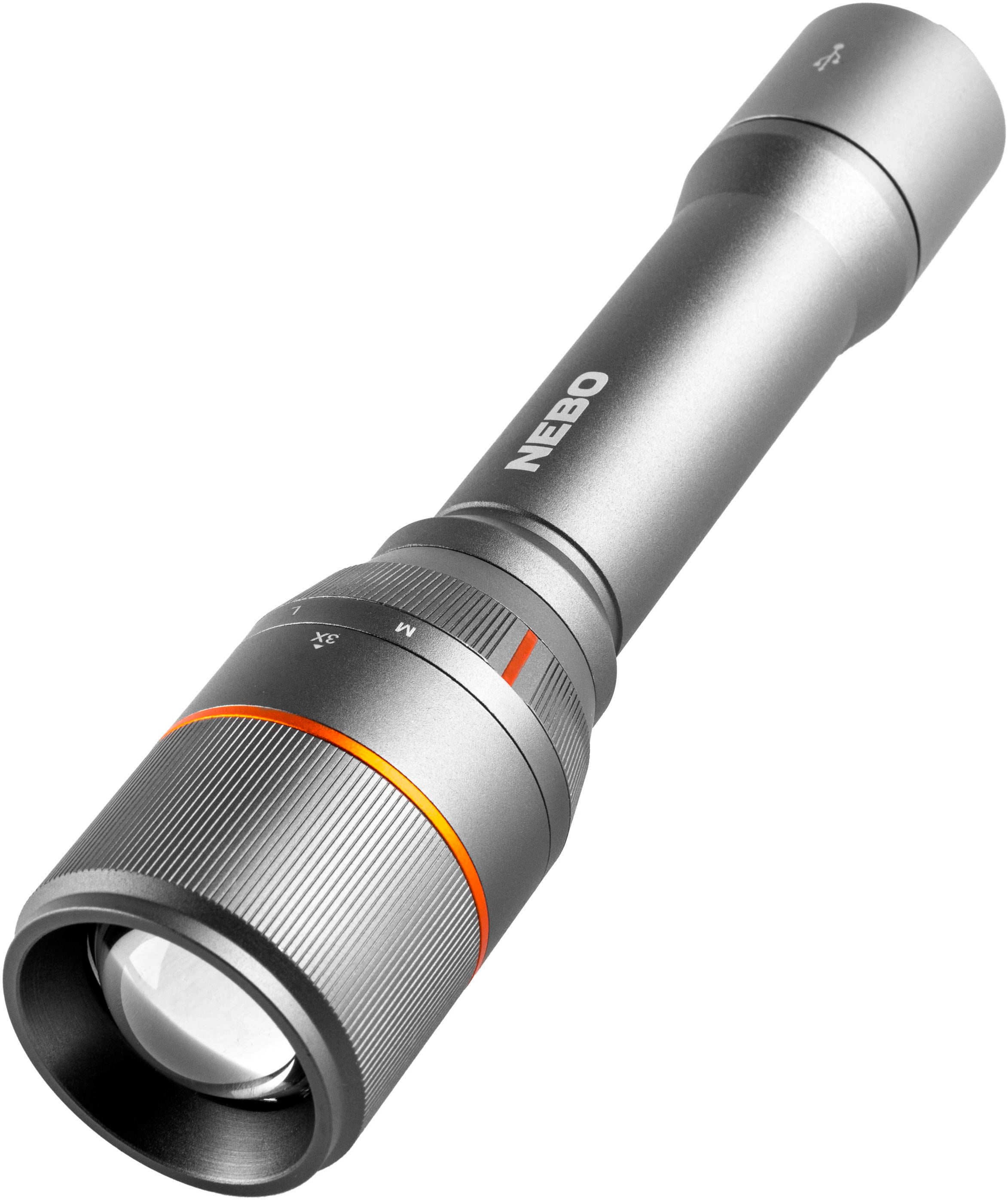 LED Taschenlampe NEBO, H:20,4cm L:4,5cm T:4,5cmgrau, Aluminium, Mobilleuchten, "Nebo DAVINCI 3500"