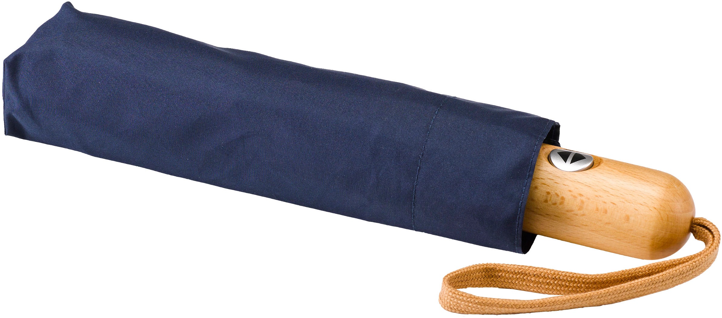 EuroSCHIRM® Taschenregenschirm »Taschenschirm 32P7-PET«, Taschenregenschirm 32P7-PET, marineblau, Automatik, Buche Holzgriff