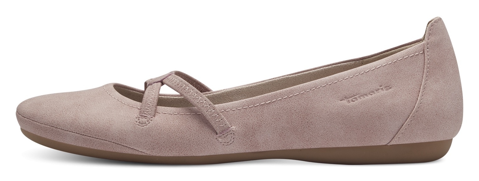 Tamaris Ballerina »Caterina«, Flats, Festtagsmode, Slipper mit Gummizugriemchen