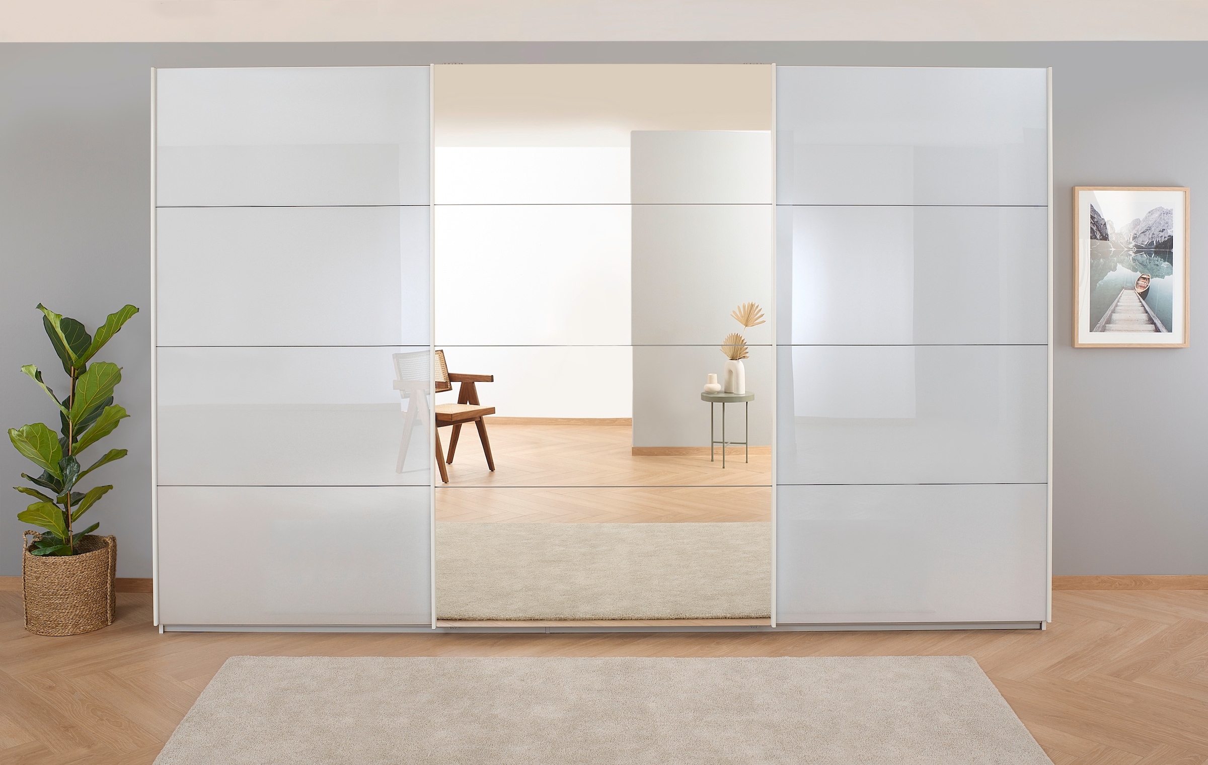 OTTO home "Mehrzweckschrank Aktenschrank Möbel Mietswohnung Schlafzimmer KOLUNA" 3 Ausstattungen BASIC/CLASSIC/PREMIUM (inkl. SOFT-CLOSE-FUNKTION), Breiten 203/271/315/360 cm Höhen 210/229 Glas-Front MADE IN GERMANY
