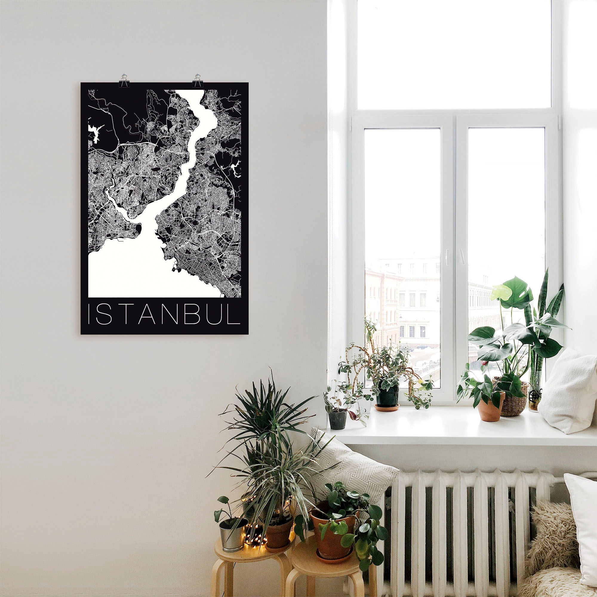 Karte versch. Landkarten, oder Leinwandbild, Wandaufkleber Alubild, kaufen | BAUR »Retro (1 Wandbild Poster Weiß«, Istanbul St.), & Artland in Schwarz als Größen