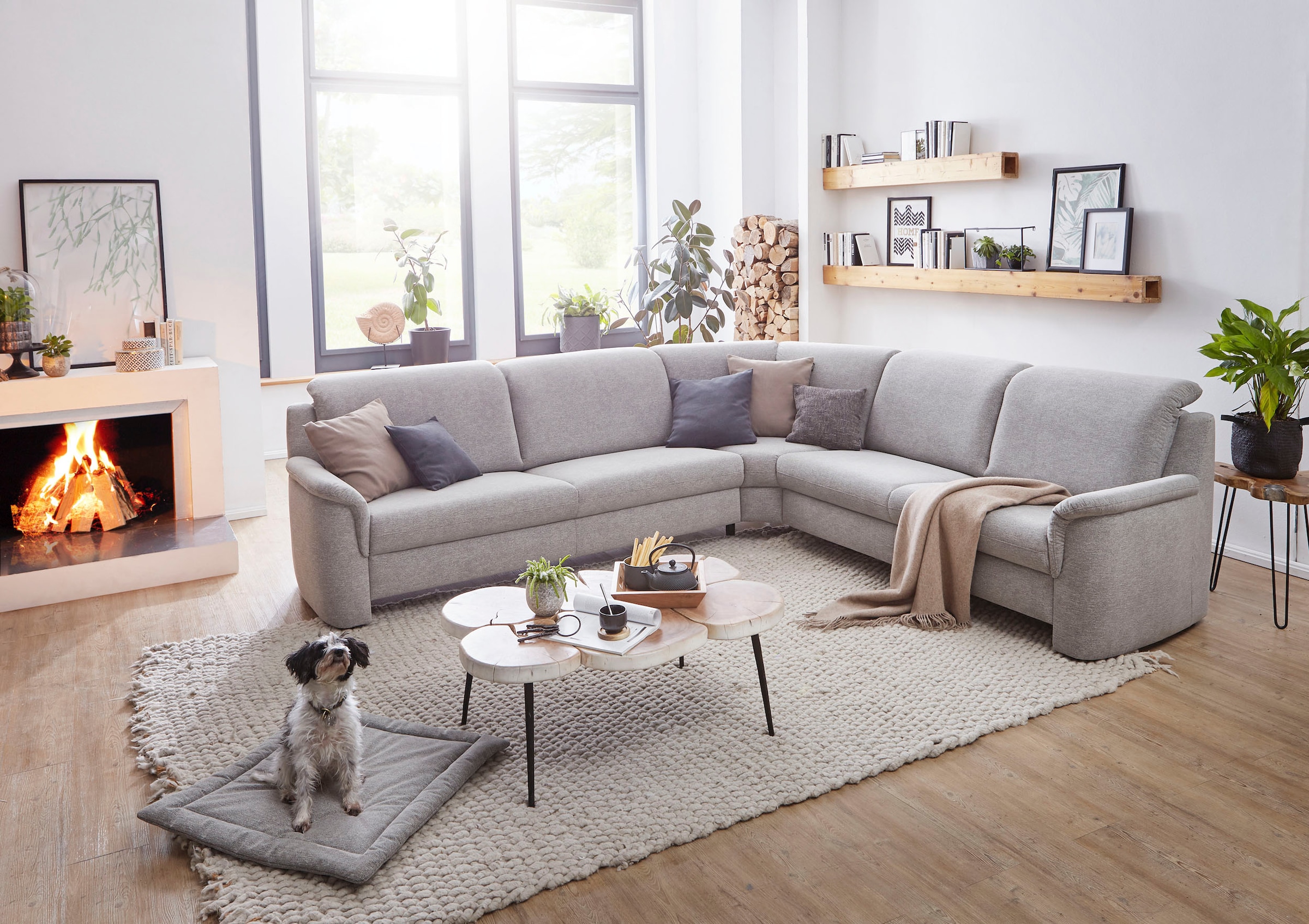 VILLA BECK Ecksofa »Garda L-Form«, (4 St.), inklusive Kopfteilverstellung, Stellmaß 309x277 cm