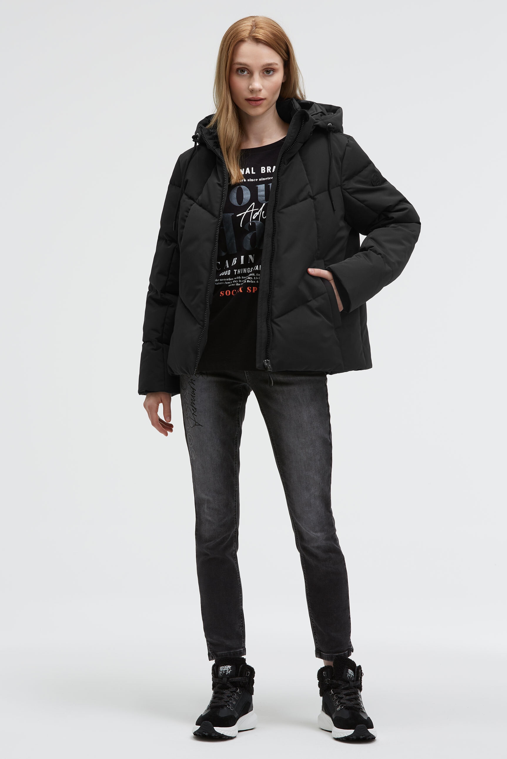 SOCCX Winterjacke mit Kapuze mit Windfangleiste