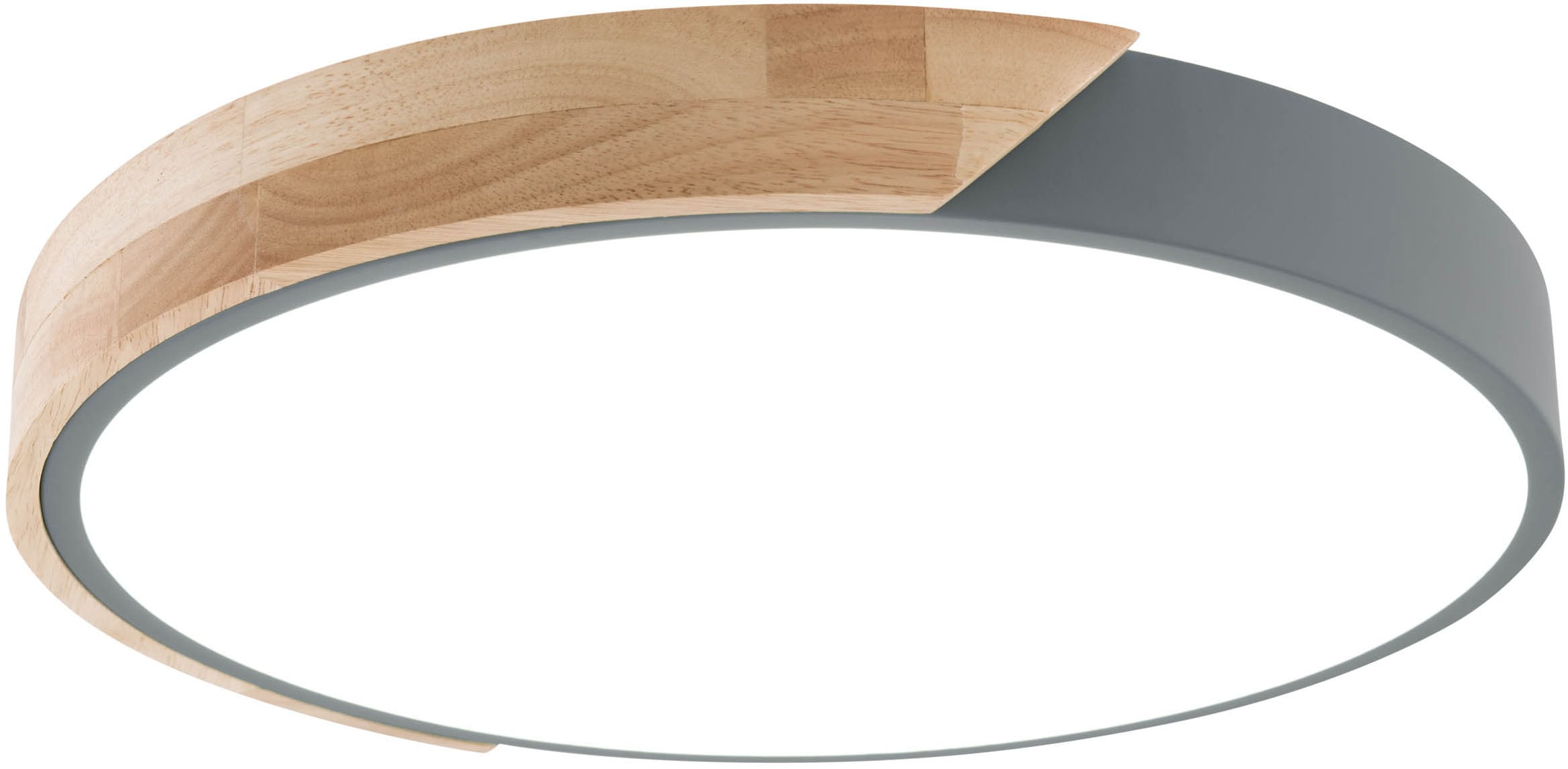 näve LED Deckenleuchte »Borneo«, 1 flammig, Leuchtmittel LED-Modul | Leuchtmittel wechselbar, Dimmbar per Fernbedienung (inkl.), CCT, Memory, Nachtlicht, Holzrand