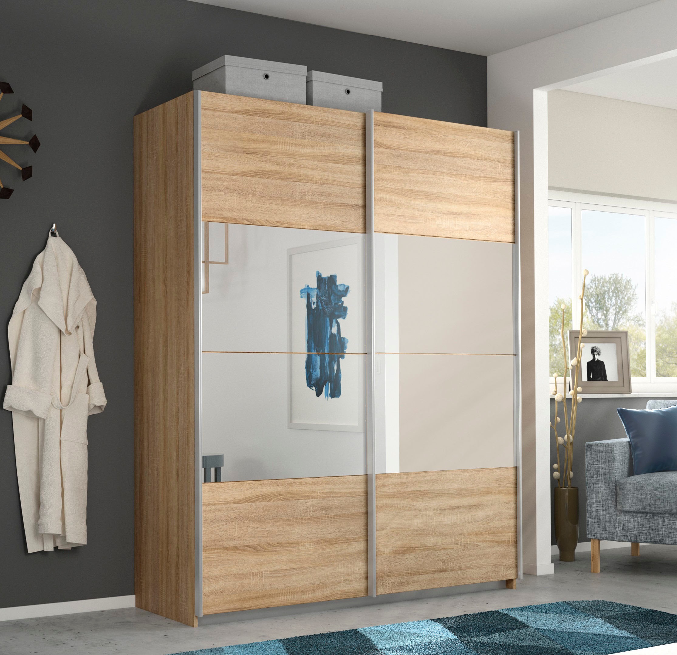 rauch Schwebetürenschrank "Quadra" mit Spiegelelementen günstig online kaufen