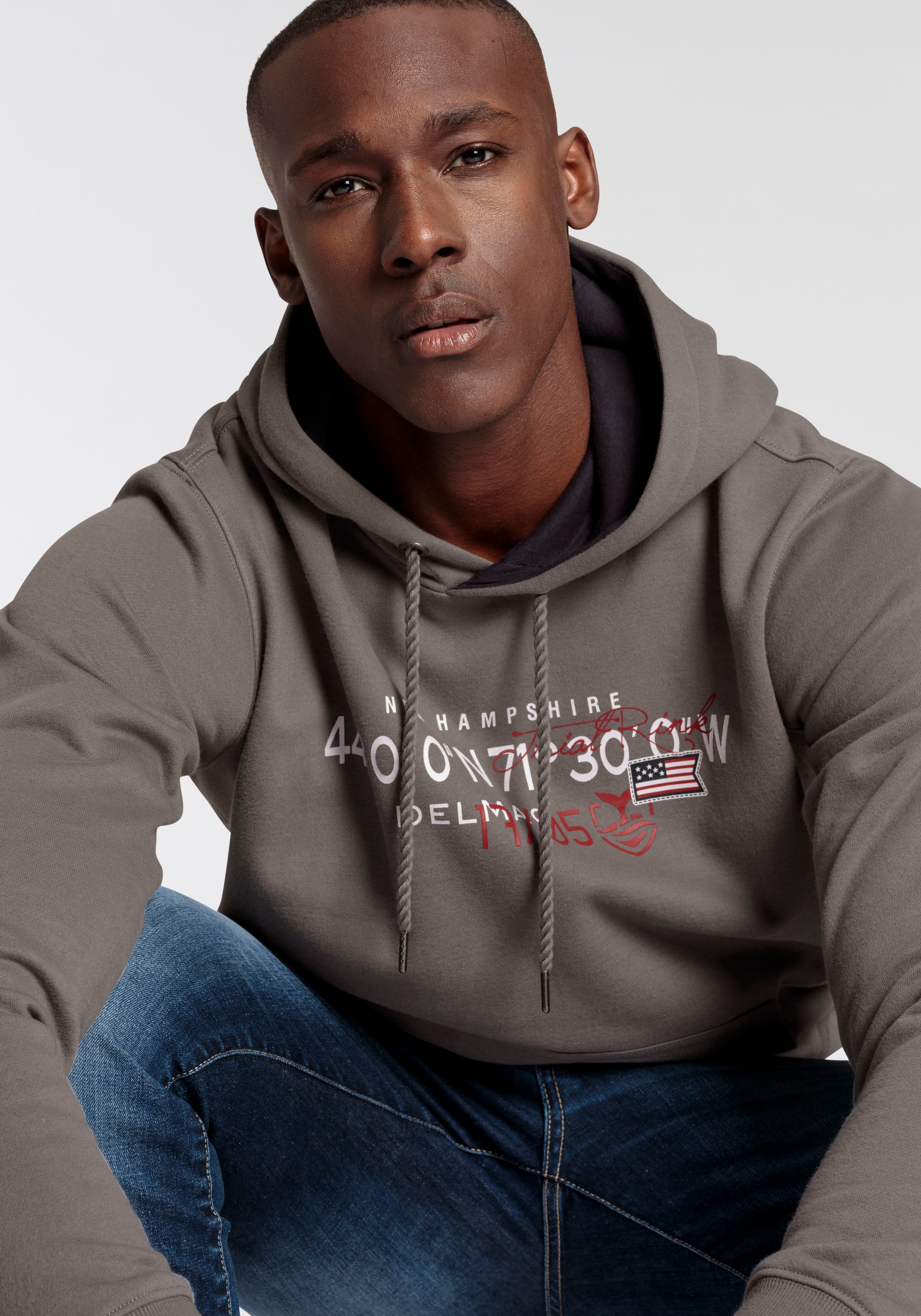 DELMAO Kapuzensweatshirt, Langarm, lockere Passform, mit Print, mit Kapuze