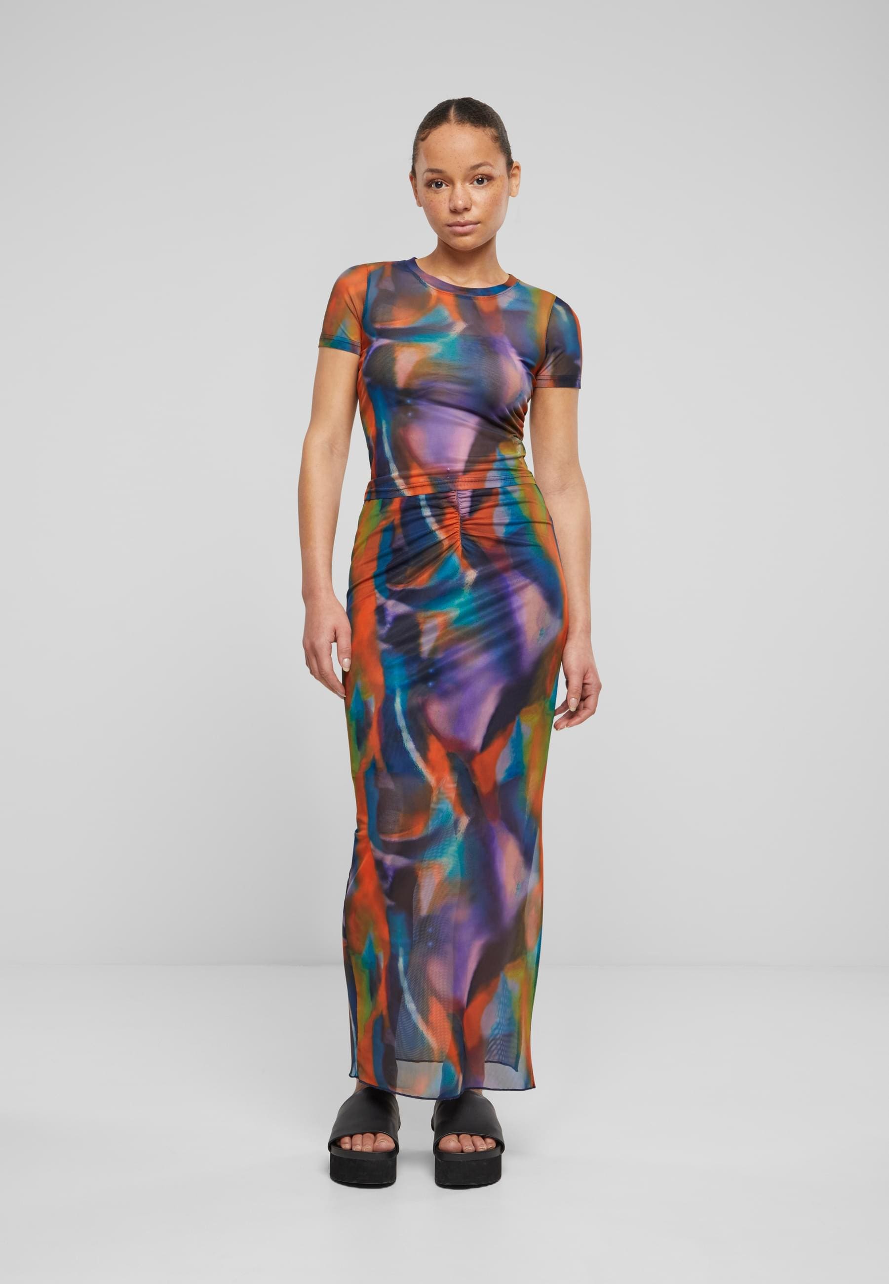 URBAN CLASSICS Sommerrock »Urban Classics Damen Ladies AOP Mesh Tube Skirt«, (1 tlg.)