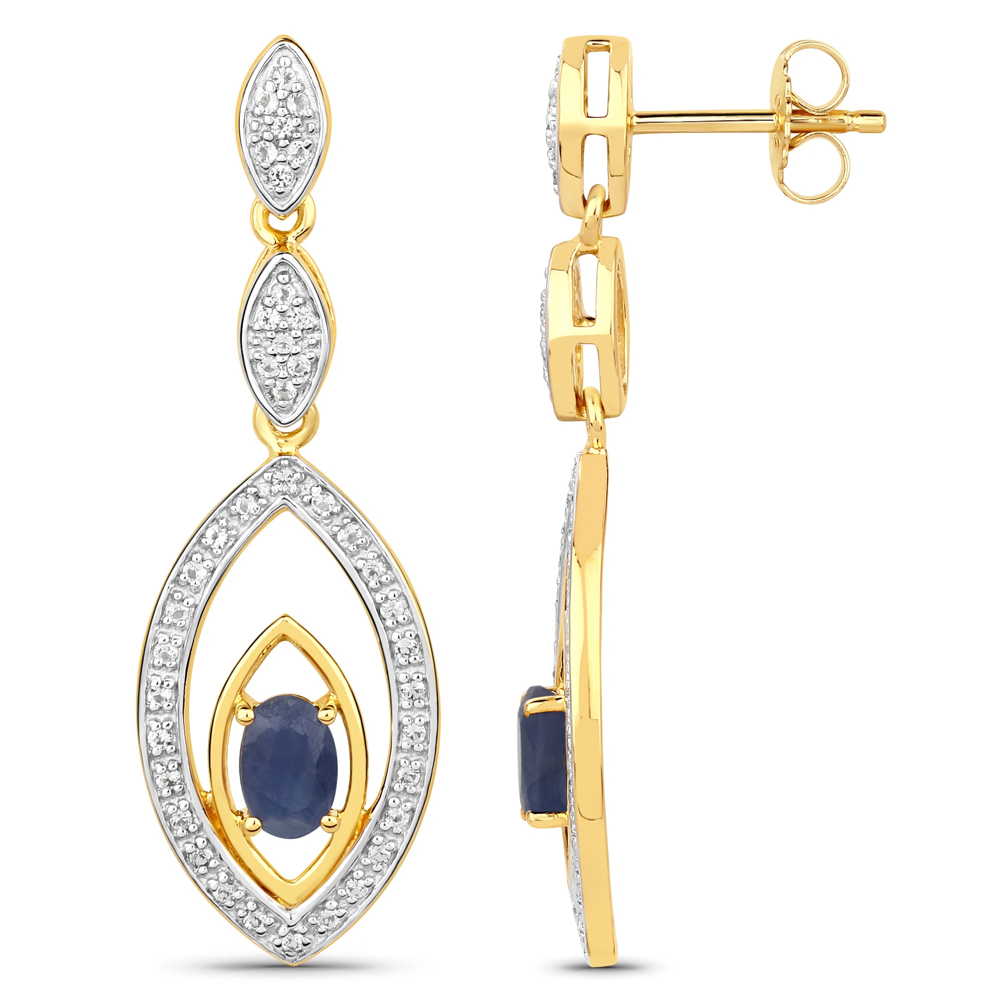 Vira Jewels Paar Ohrhänger »925-Sterling Silber vergoldet Glänzend Saphir blau«